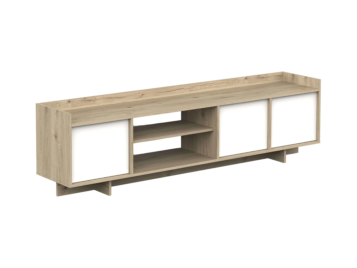 Mesa de TV de chumbo 3 portas 1 prateleira carvalho artesanal branco 180 melamina sala de estar