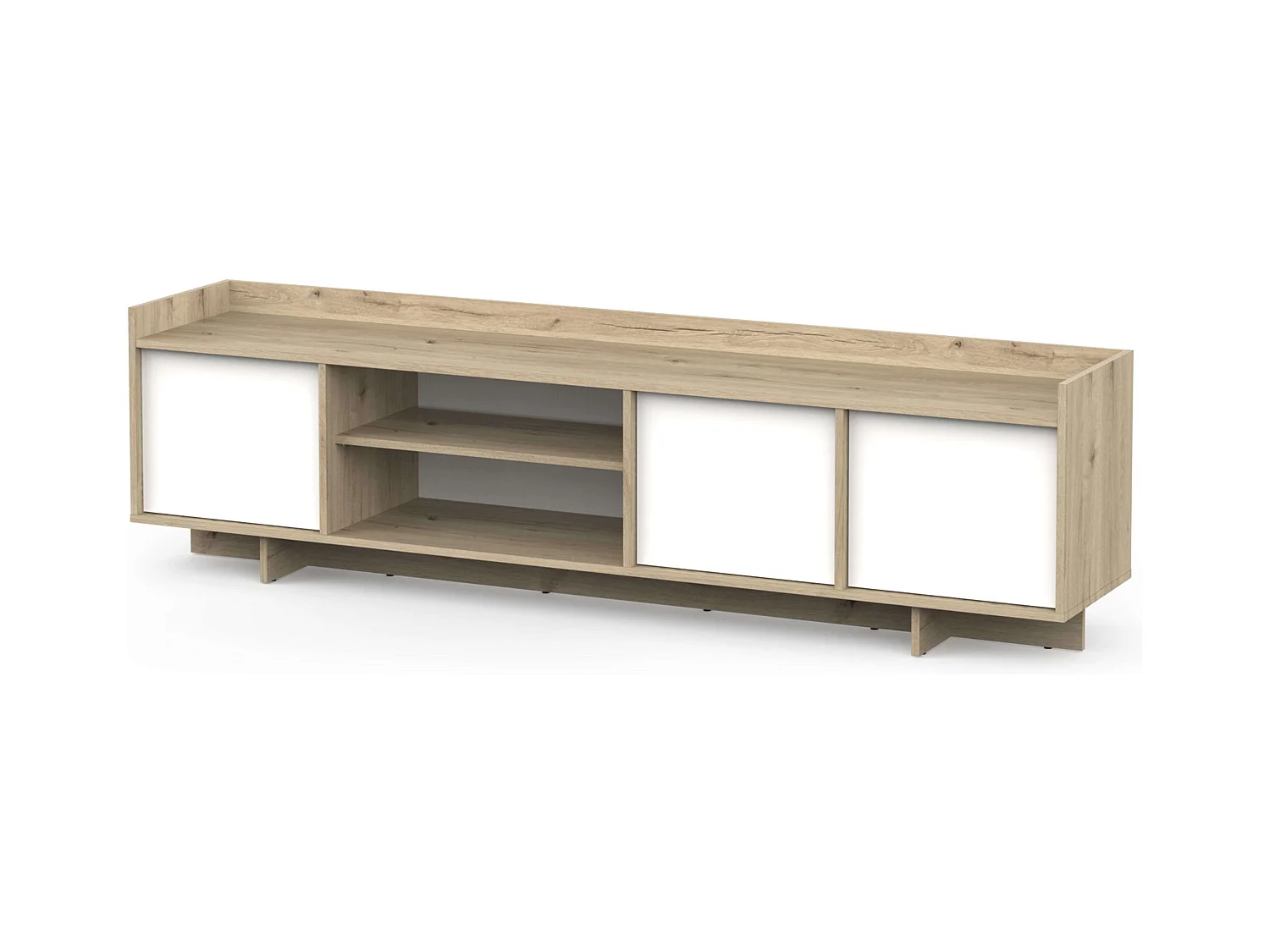 Mesa de TV de chumbo 3 portas 1 prateleira carvalho artesanal branco 180 melamina sala de estar