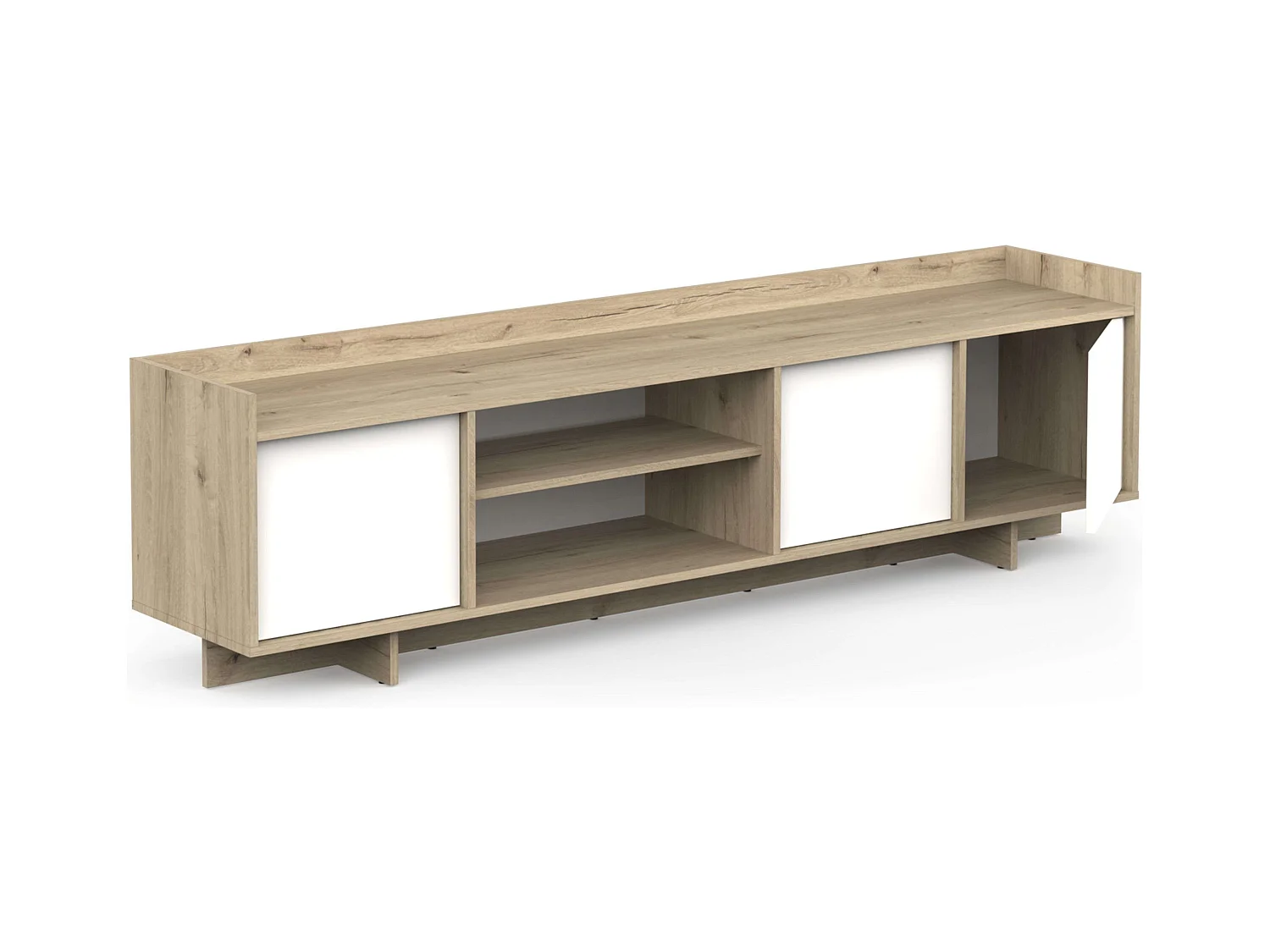 Mesa de TV de chumbo 3 portas 1 prateleira carvalho artesanal branco 180 melamina sala de estar