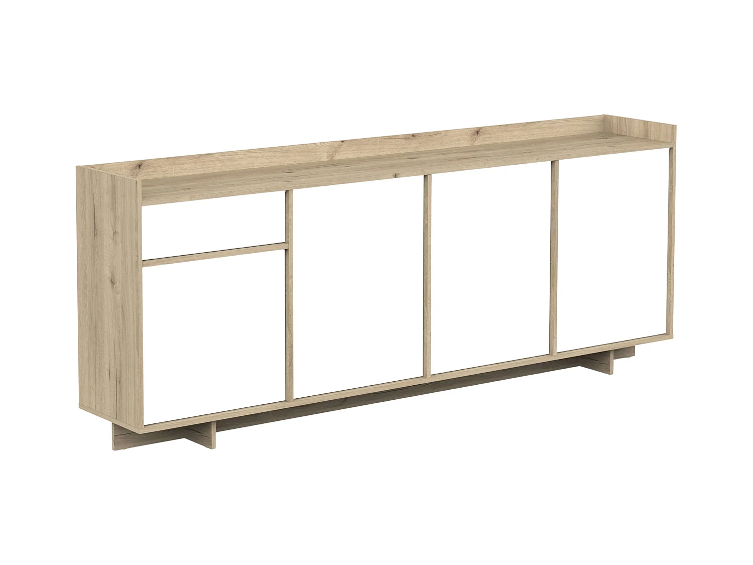 Mesa de TV de chumbo 3 portas 1 prateleira carvalho artesanal branco 180 melamina sala de estar