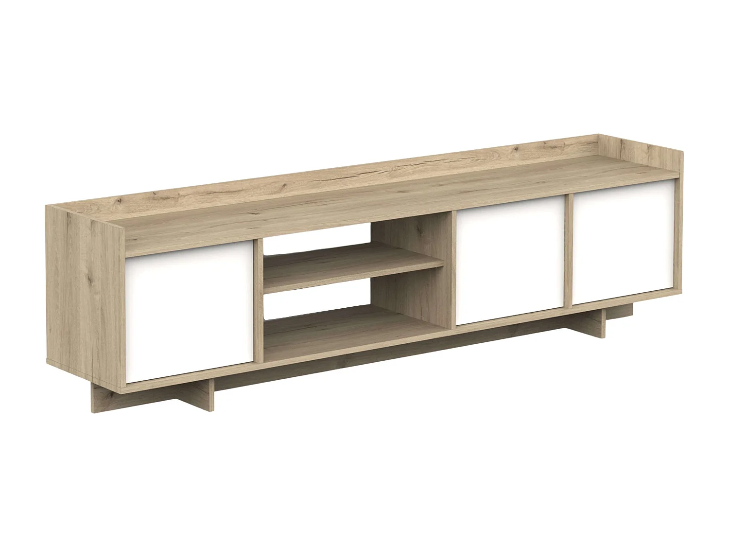 Mesa de TV de chumbo 3 portas 1 prateleira carvalho artesanal branco 180 melamina sala de estar