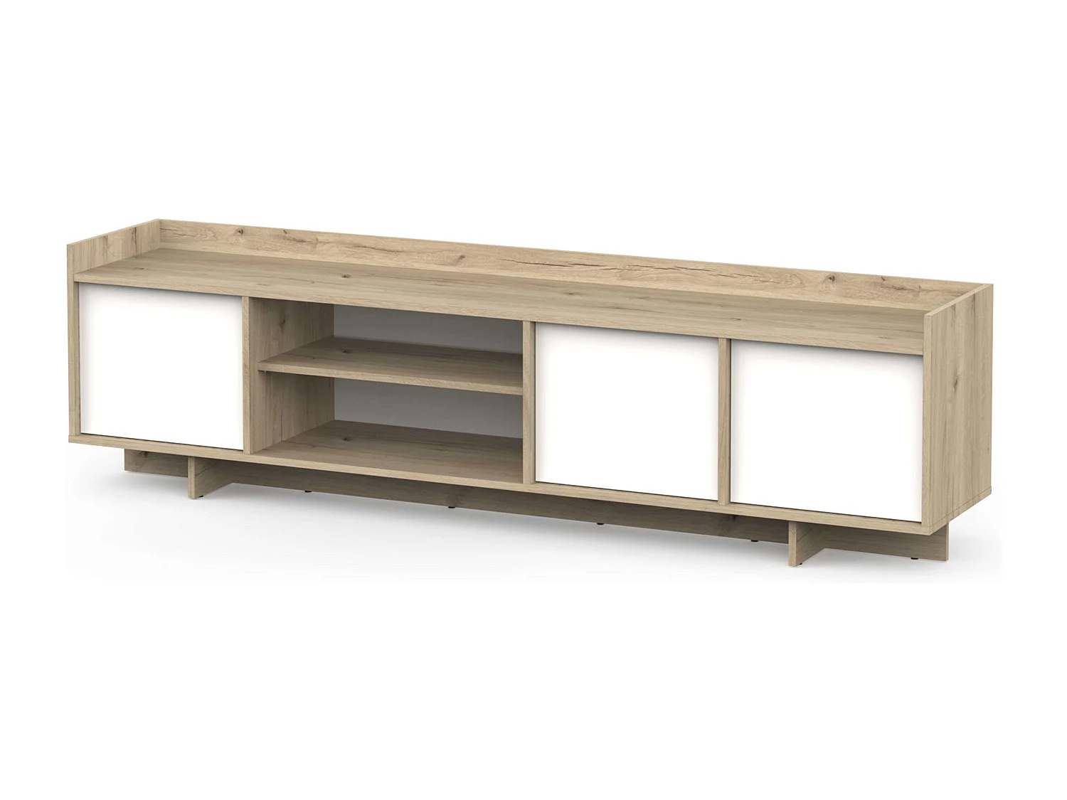 Mesa de TV de chumbo 3 portas 1 prateleira carvalho artesanal branco 180 melamina sala de estar