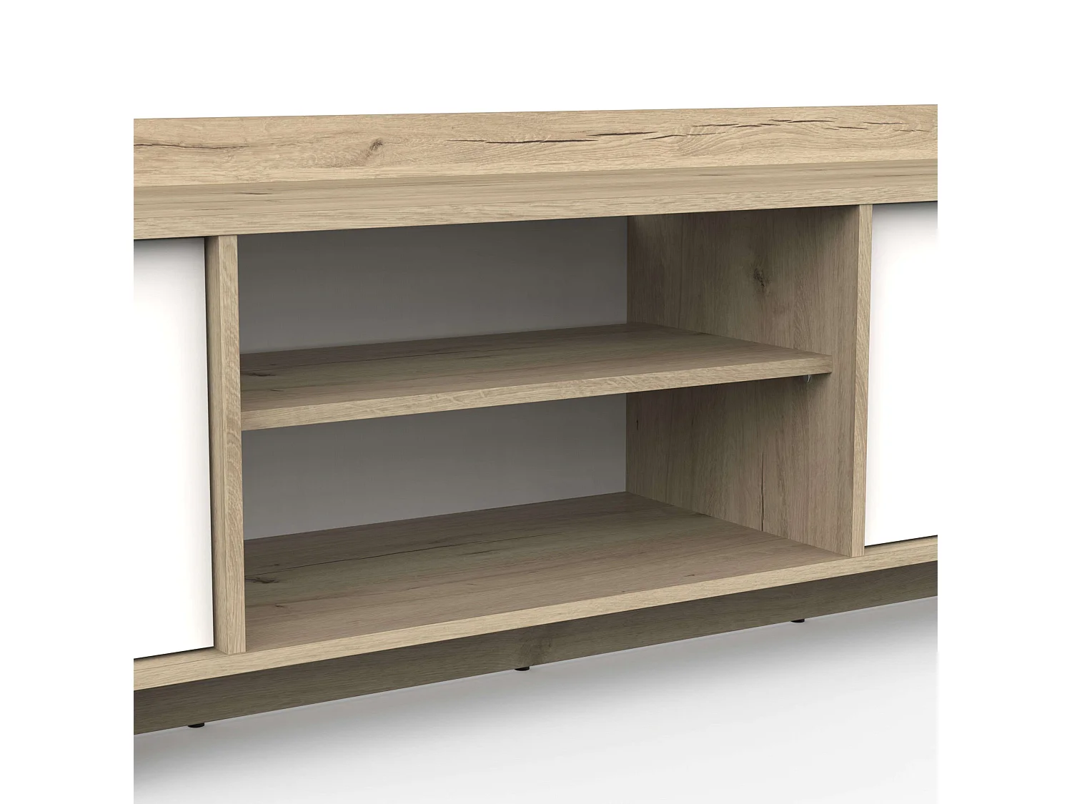 Mesa de TV de chumbo 3 portas 1 prateleira carvalho artesanal branco 180 melamina sala de estar