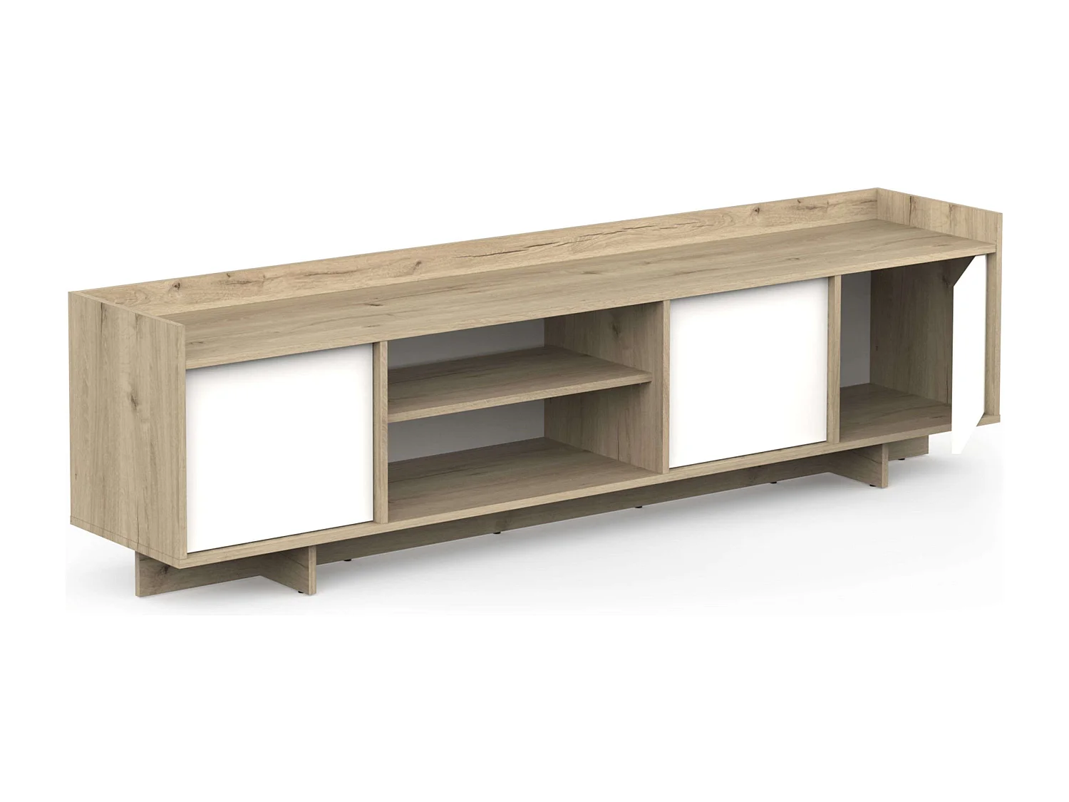 Mesa de TV de chumbo 3 portas 1 prateleira carvalho artesanal branco 180 melamina sala de estar