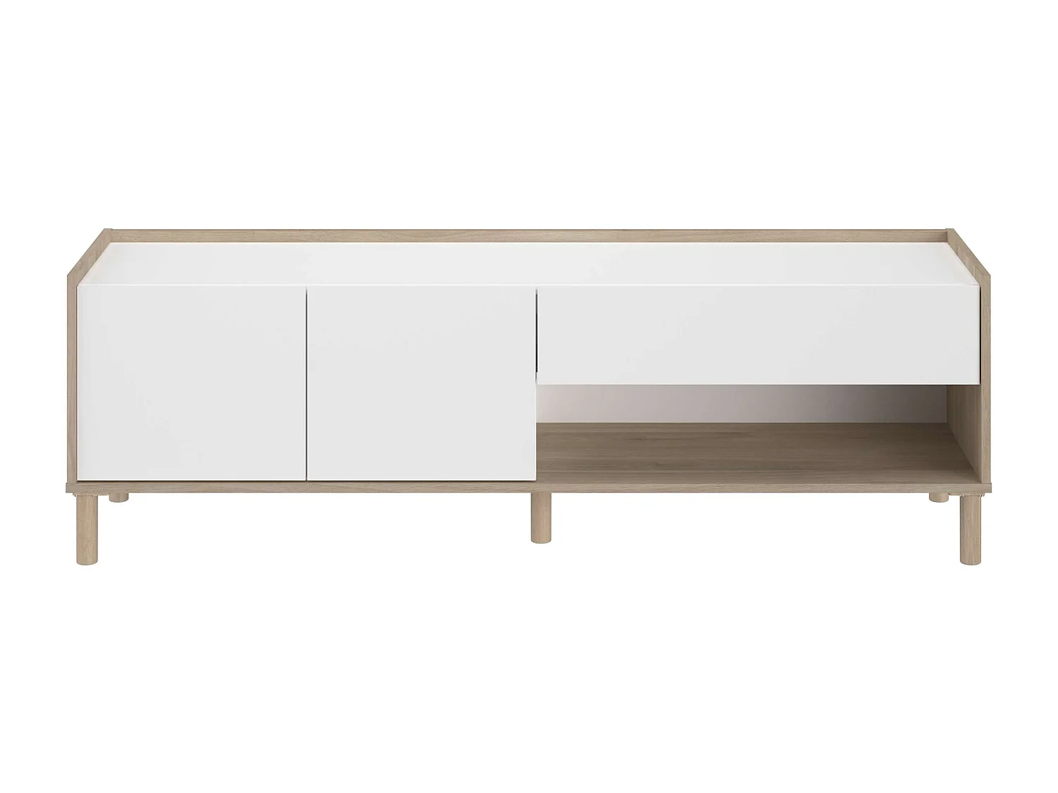 Móvel de TV Azzaro com 2 portas e 1 gaveta, carvalho japonês e branco, 150x47x40 cm