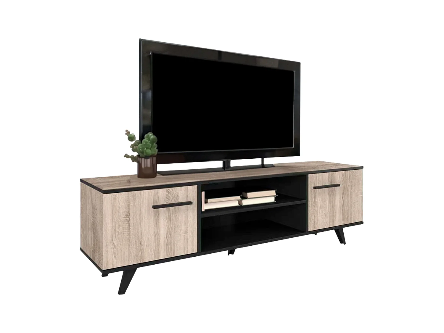 Mesa de TV Wayne Oak/Preto 46x151x39 cm