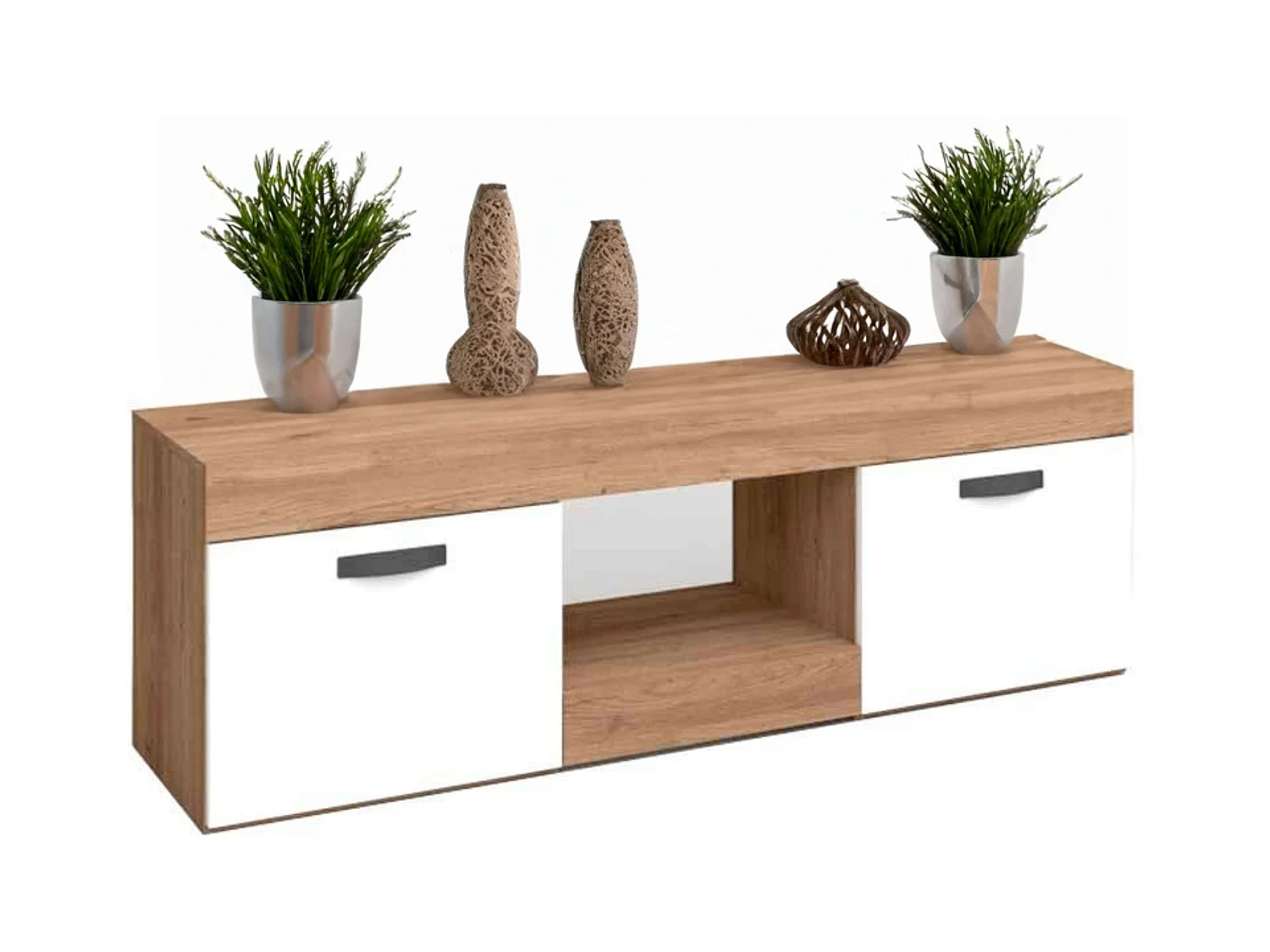 Table TV Argos 2 portes, blanc naturel, pour salle à manger moderne, 49 x 150 x 40 cm