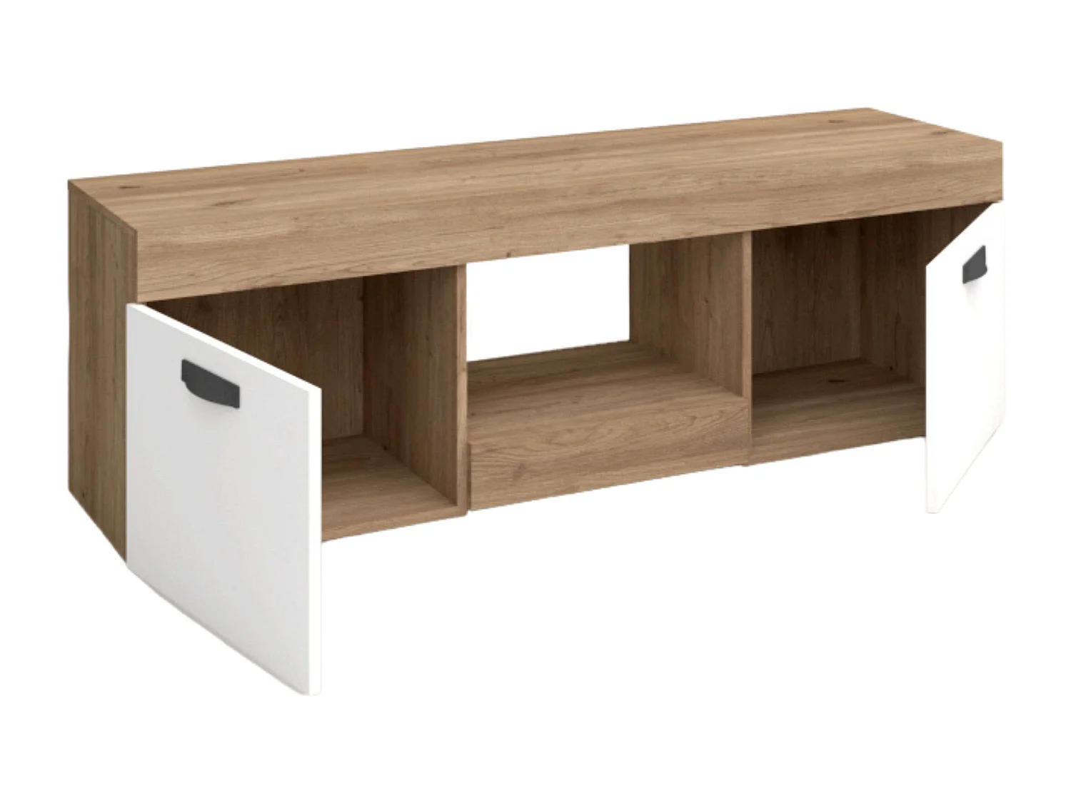 Mesa de TV Argos 2 Branco Natural 2 Portas Sala de Jantar Moderna 49x150x40 cm