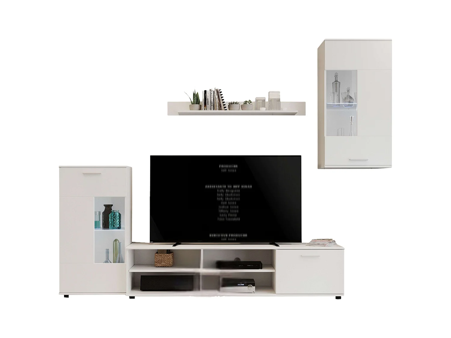 Mueble Salón Blanco Mate 230x38,3 cm Moderno