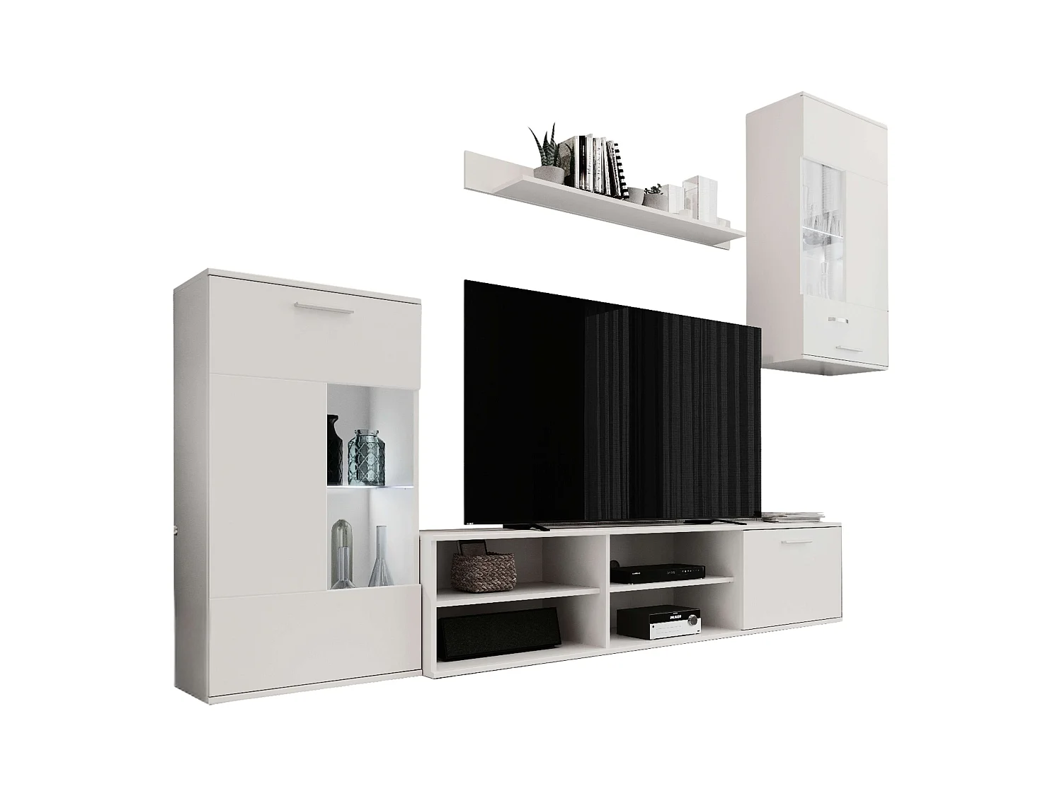 Mueble Salón Blanco Mate 230x38,3 cm Moderno