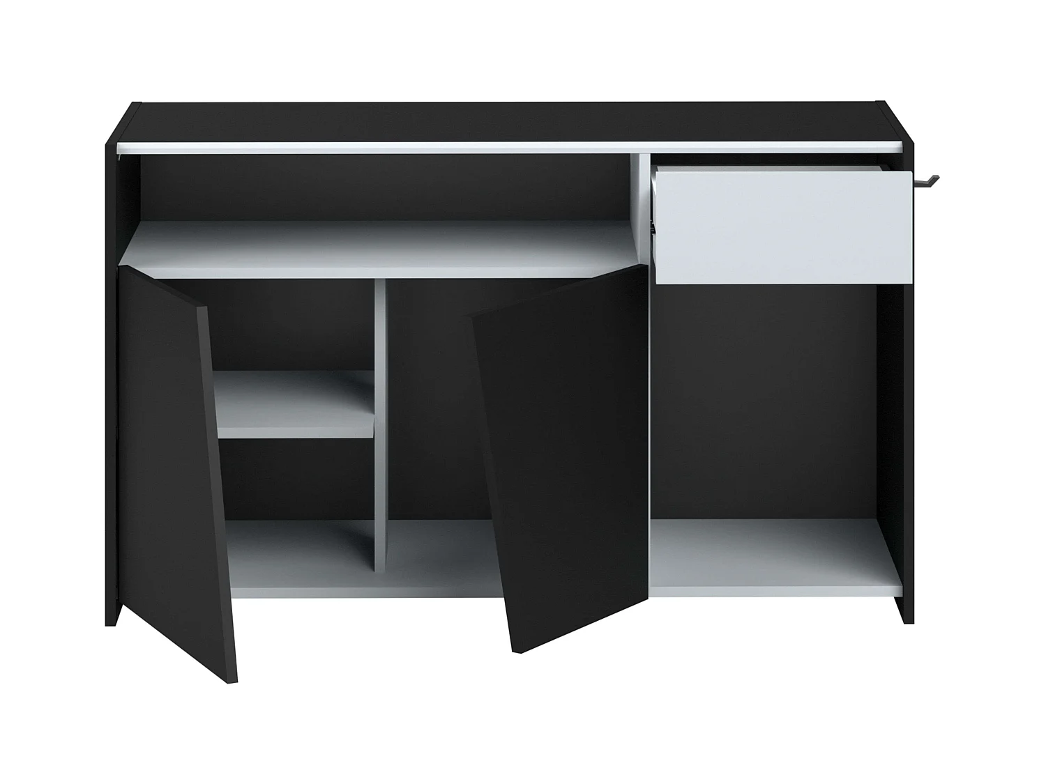 Meuble TV TexGen Noir/Gris 2 portes, 1 tiroir 113 x 67 x 40 cm