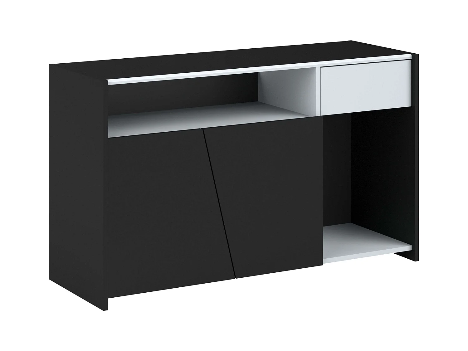 Meuble TV TexGen Noir/Gris 2 portes, 1 tiroir 113 x 67 x 40 cm