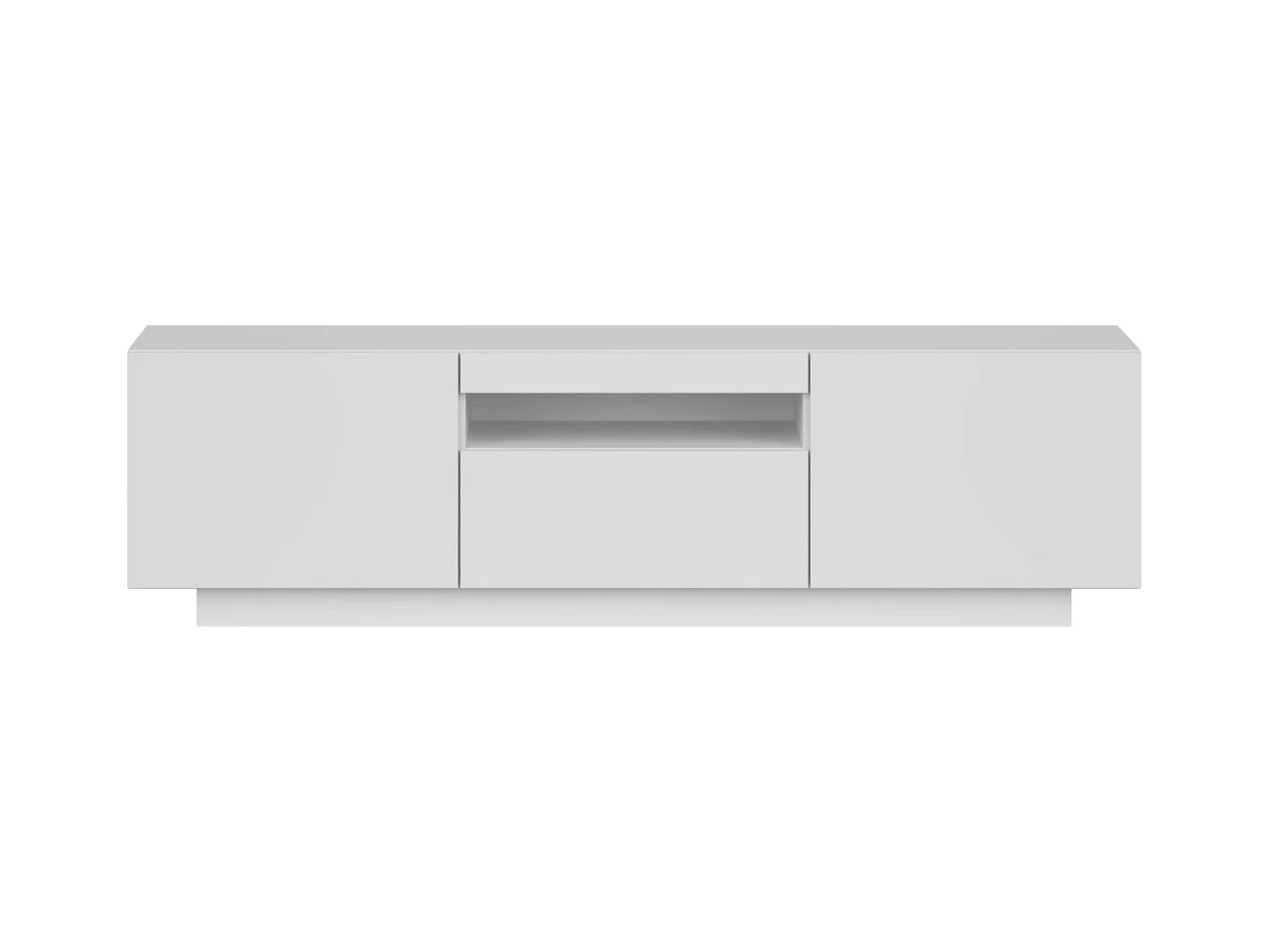 Meuble TV Sami pour salon, 1 tiroir, 2 portes, blanc creux, 150 x 42 x 37 cm