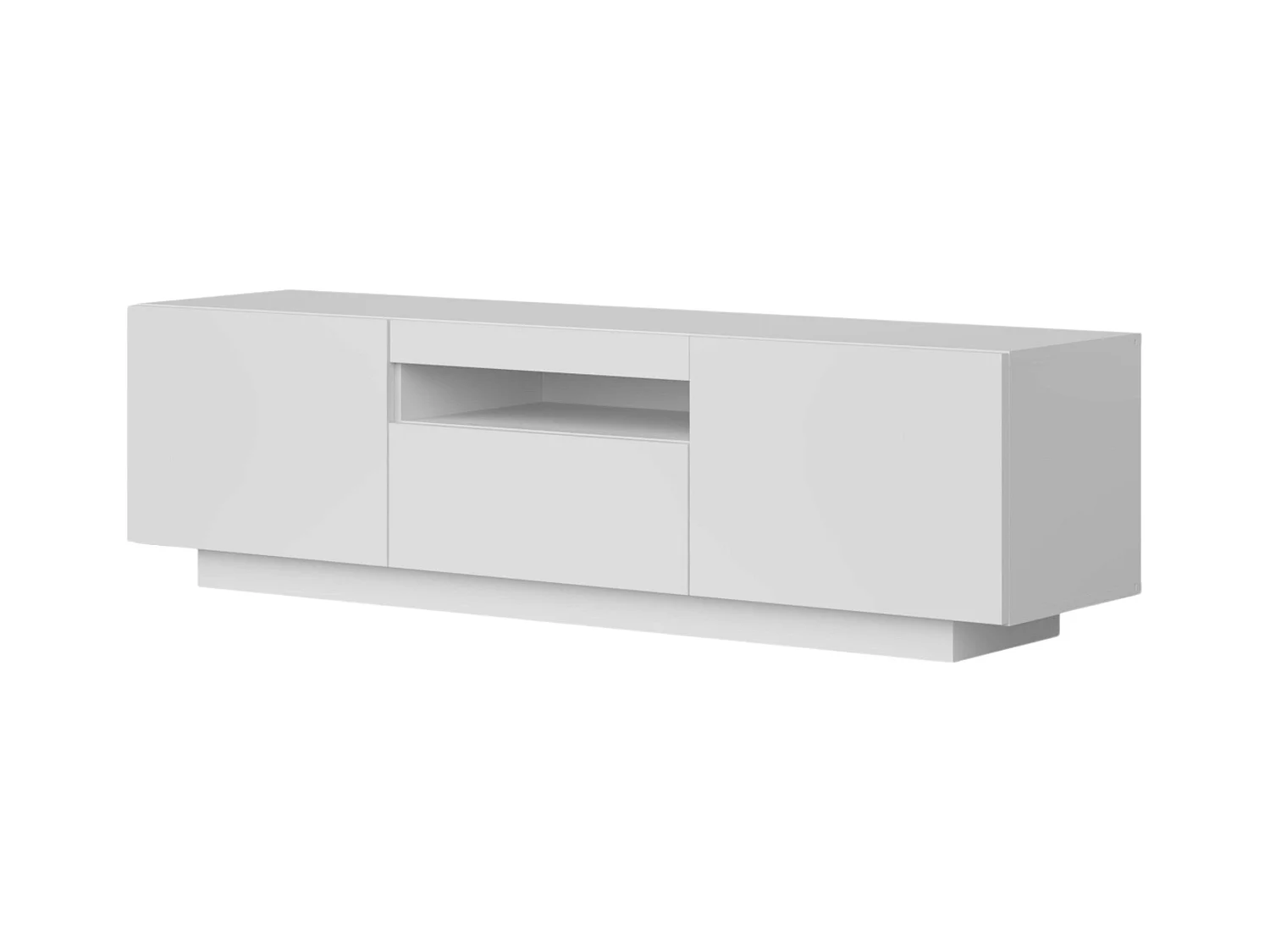 Meuble TV Sami pour salon, 1 tiroir, 2 portes, blanc creux, 150 x 42 x 37 cm