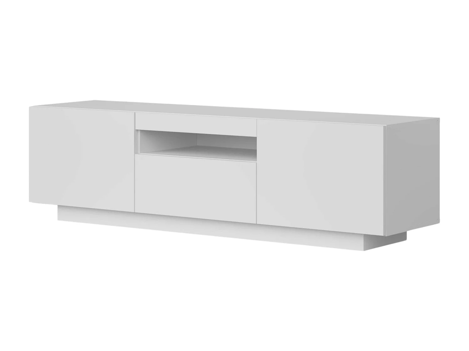 Meuble TV Sami pour salon, 1 tiroir, 2 portes, blanc creux, 150 x 42 x 37 cm