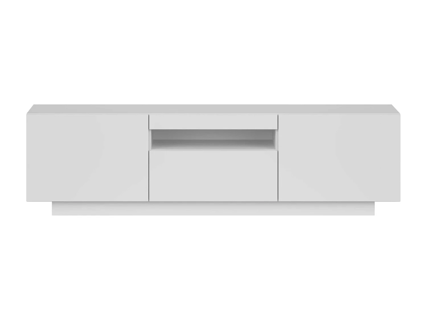 Meuble TV Sami pour salon, 1 tiroir, 2 portes, blanc creux, 150 x 42 x 37 cm