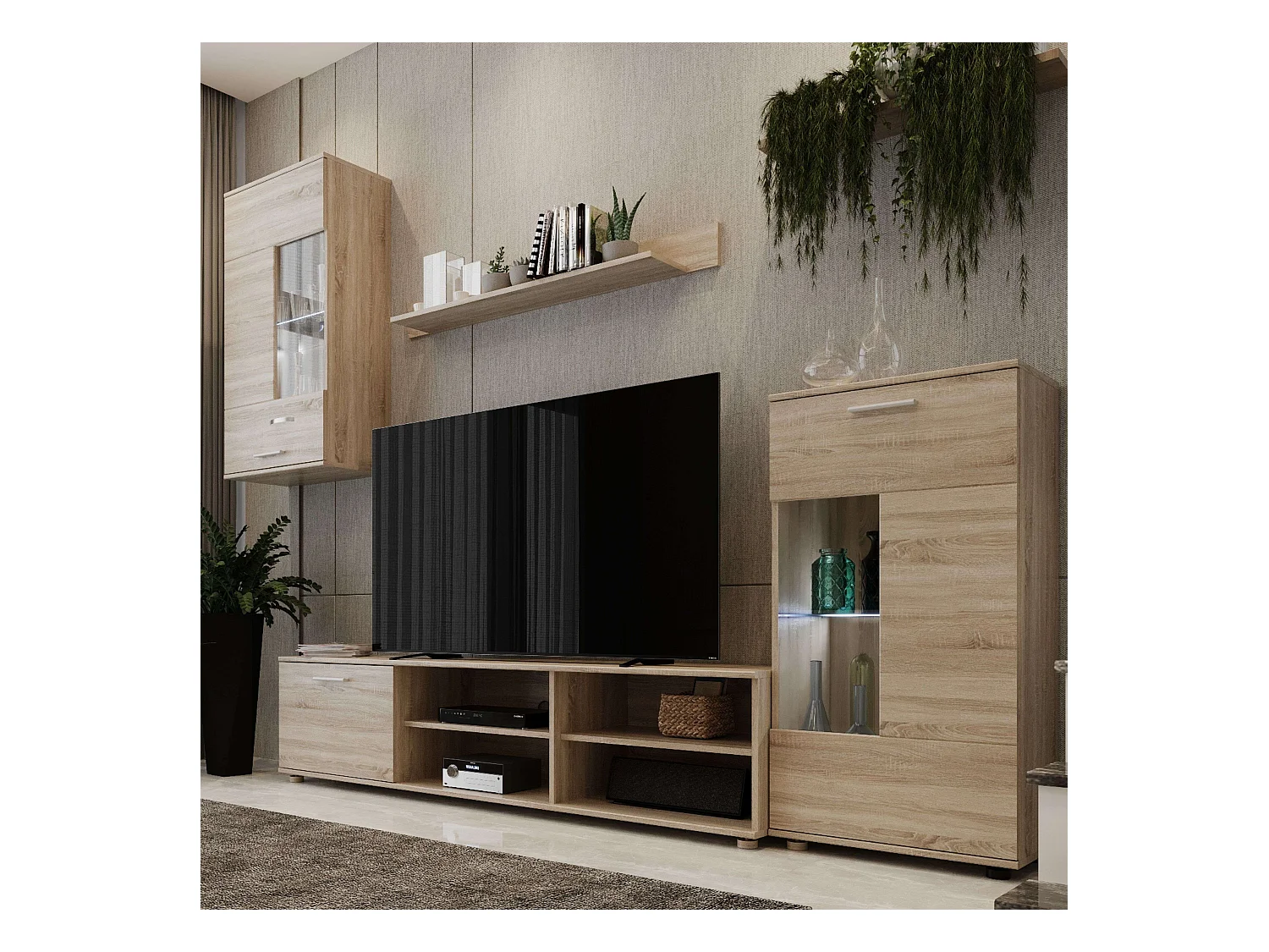 Mueble Salón Color Roble Sonoma 230x38,3 cm Moderno