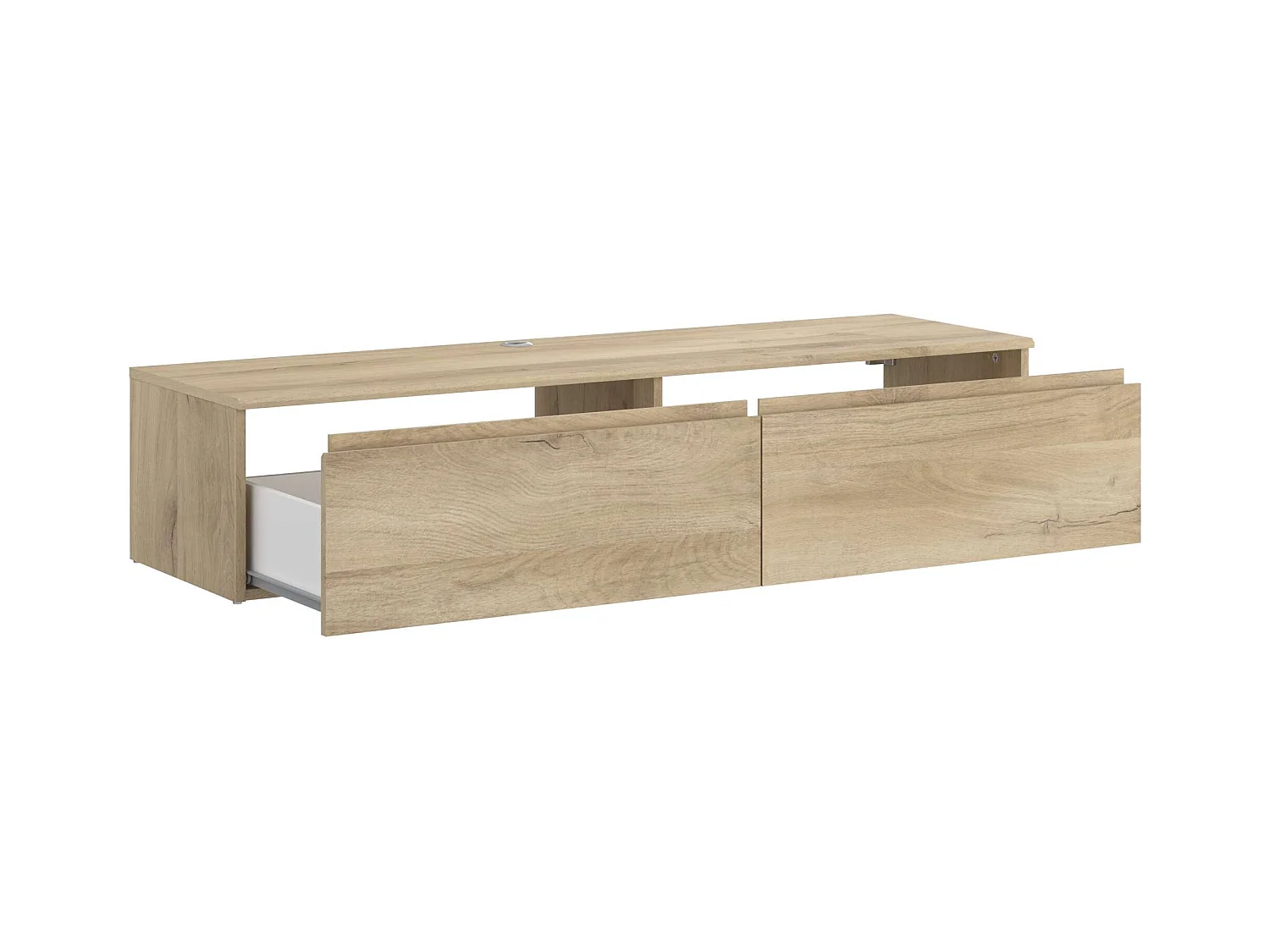 Meuble TV suspendu Erebus, chêne Kronberg, mélaminé, 138 x 29 x 40 cm