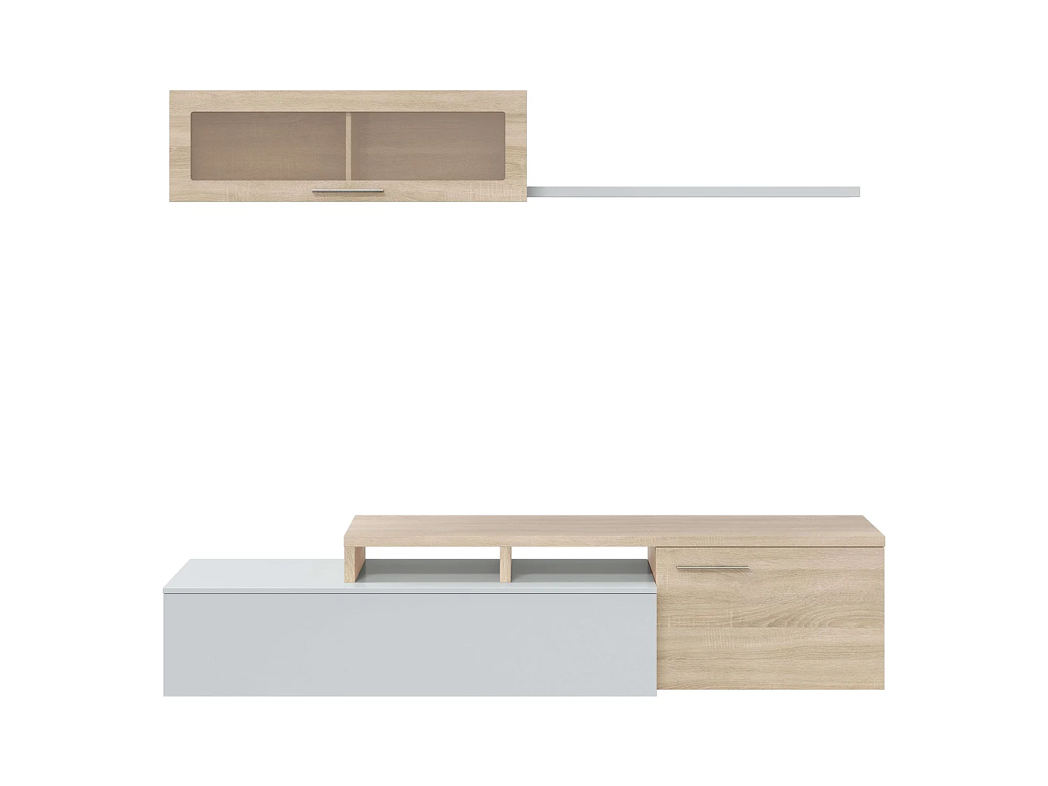 Módulo TV Rinconero Nexus Roble Canadian y Blanco Brillo