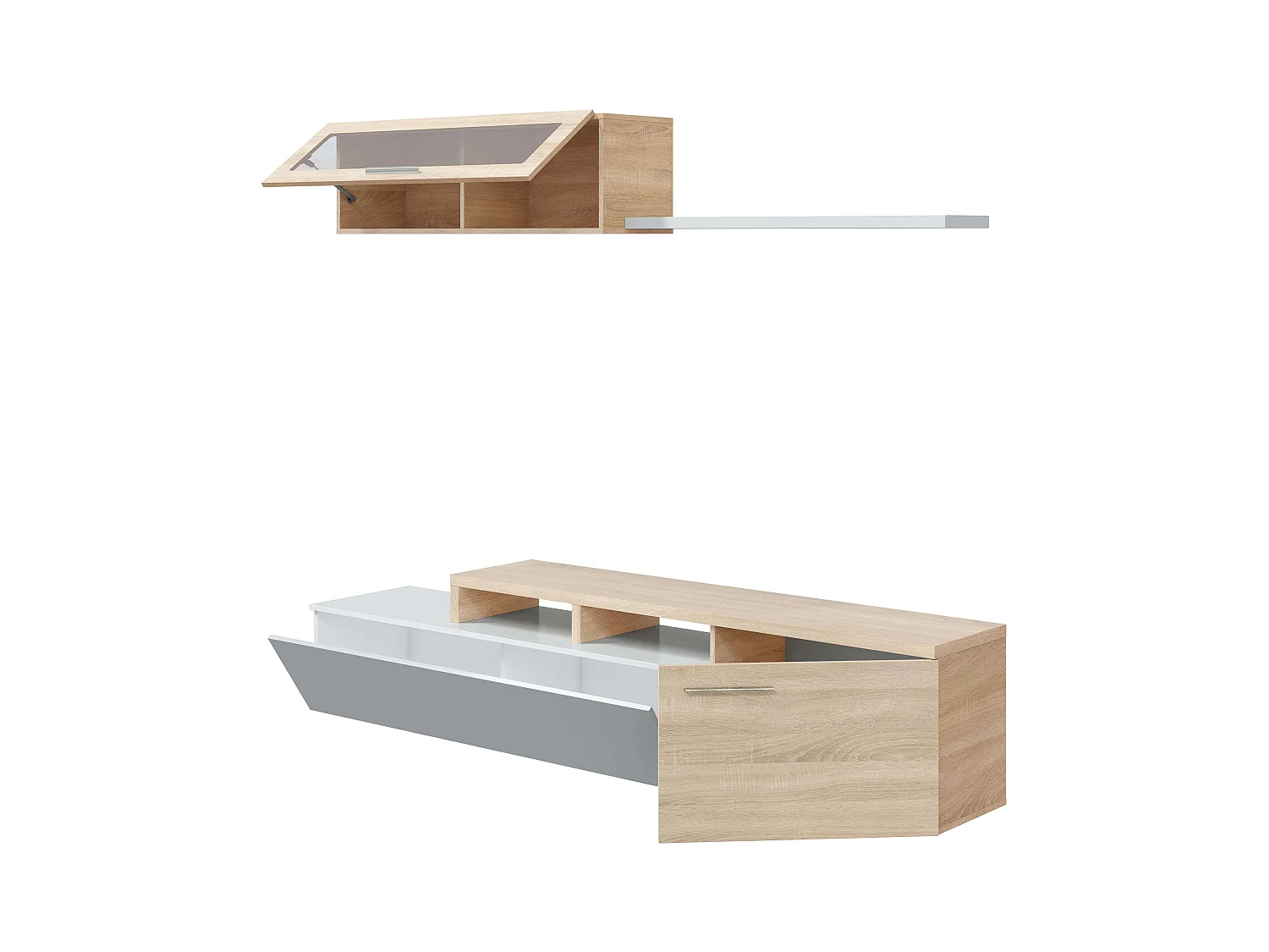 Módulo TV Rinconero Nexus Roble Canadian y Blanco Brillo