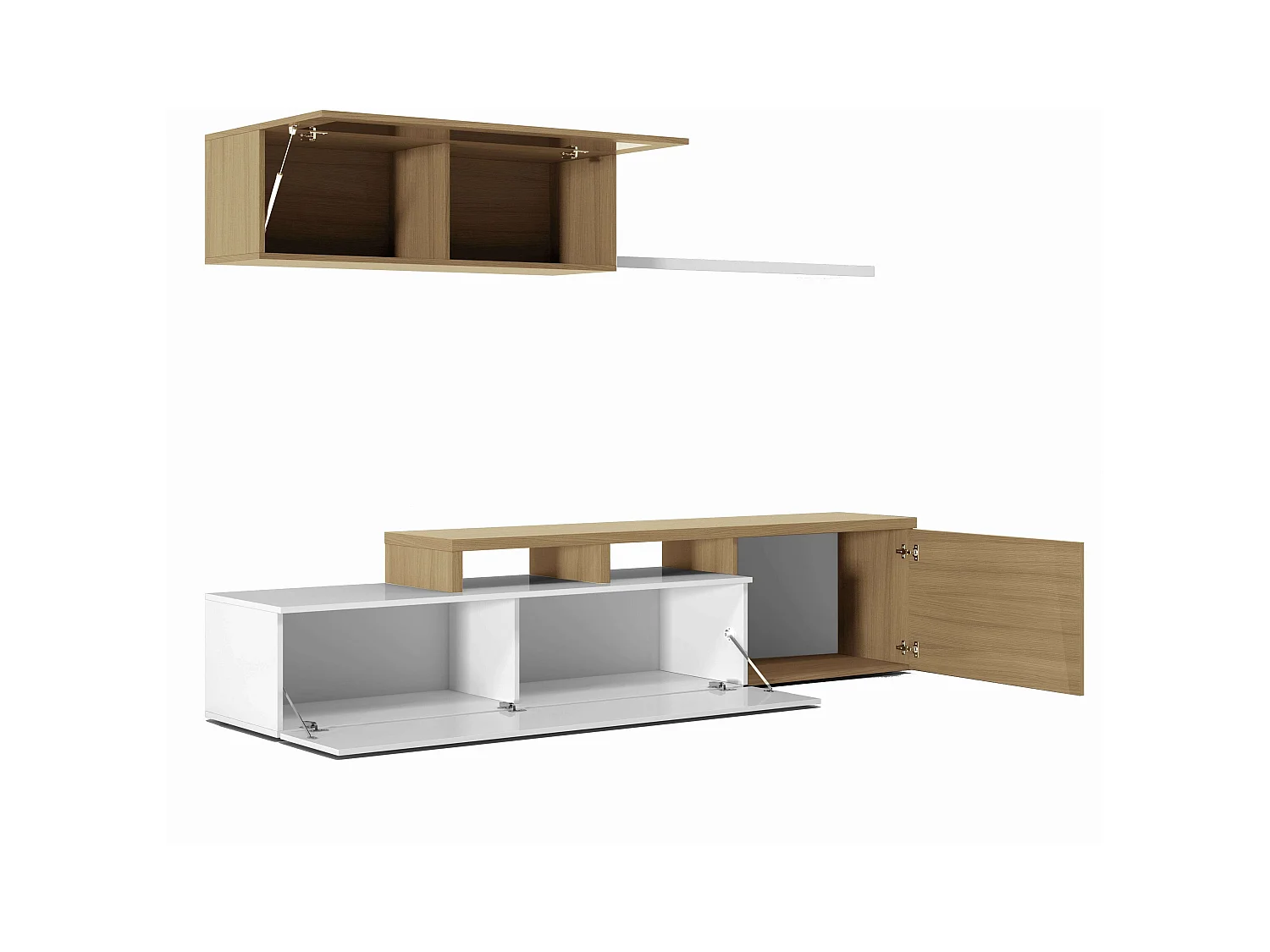 Módulo TV Rinconero Nexus Roble Canadian y Blanco Brillo