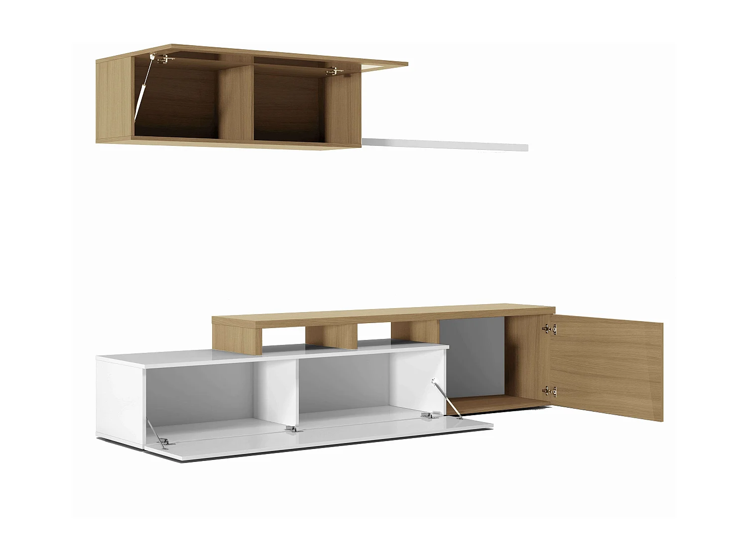 Módulo TV Rinconero Nexus Roble Canadian y Blanco Brillo