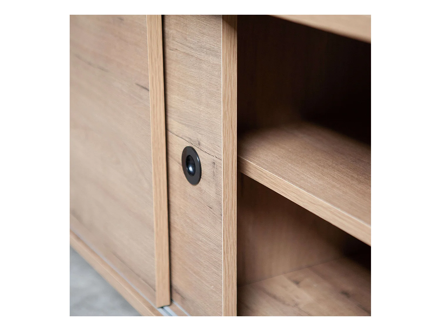 Meuble TV Kamet avec 2 portes coulissantes, chêne doré industriel, 52 x 160 x 40 cm