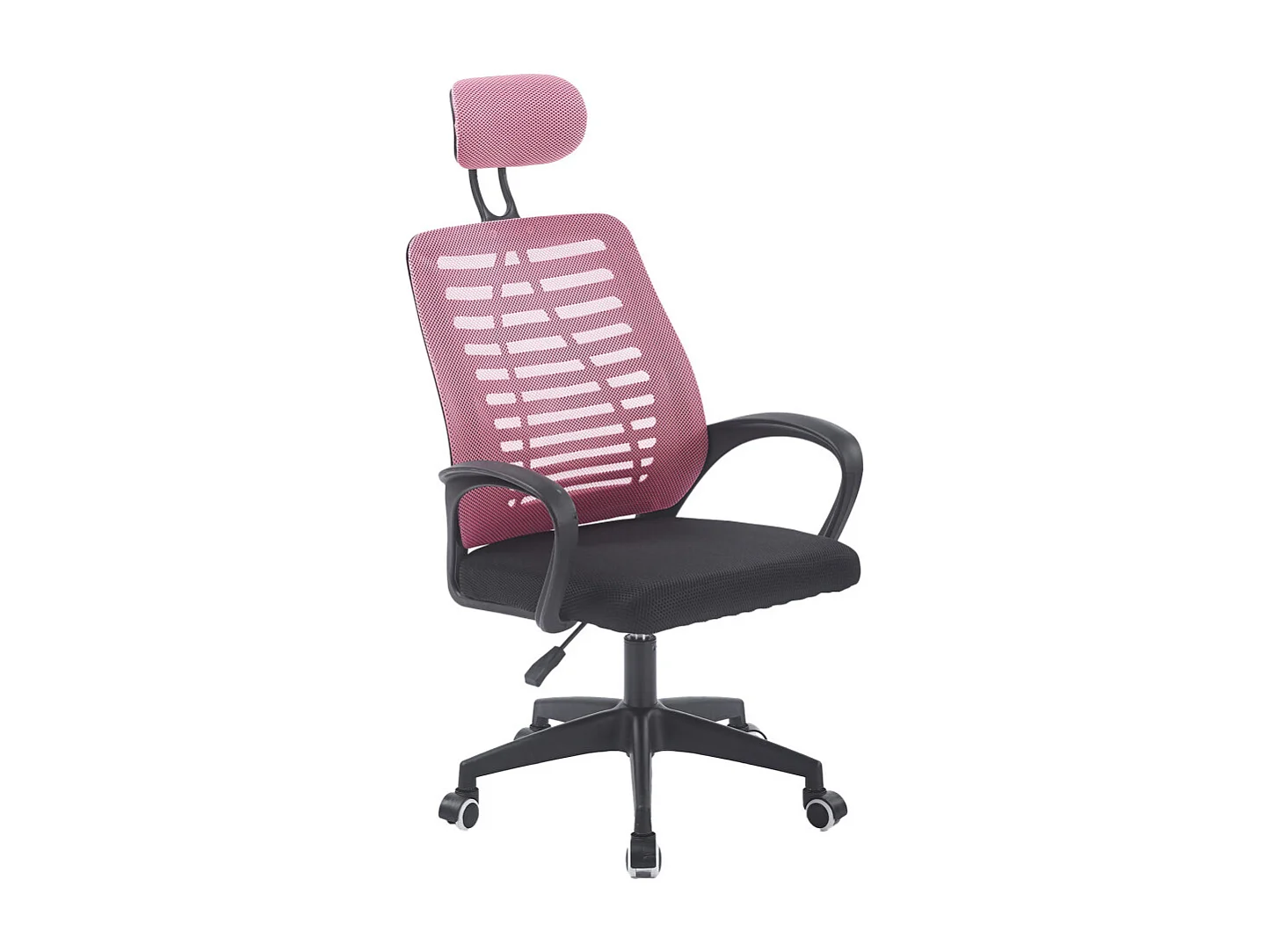 Silla de escritorio de 106-116x59x56 cm con reposacabezas regulable en color rosa Ken