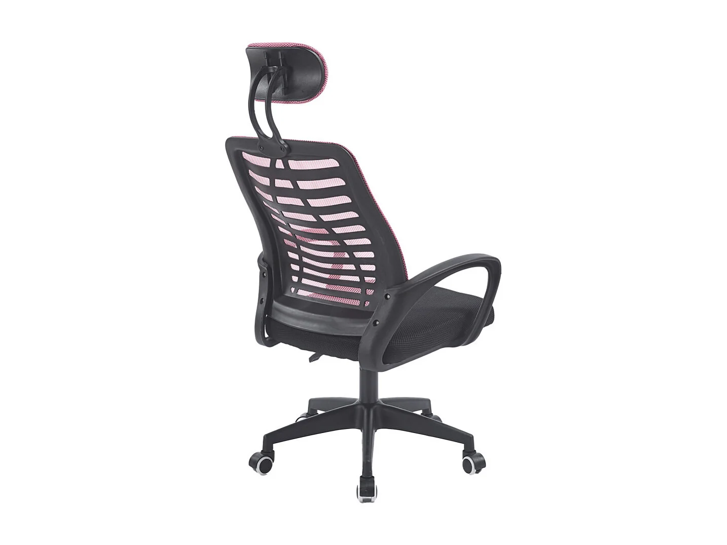 Silla de escritorio de 106-116x59x56 cm con reposacabezas regulable en color rosa Ken