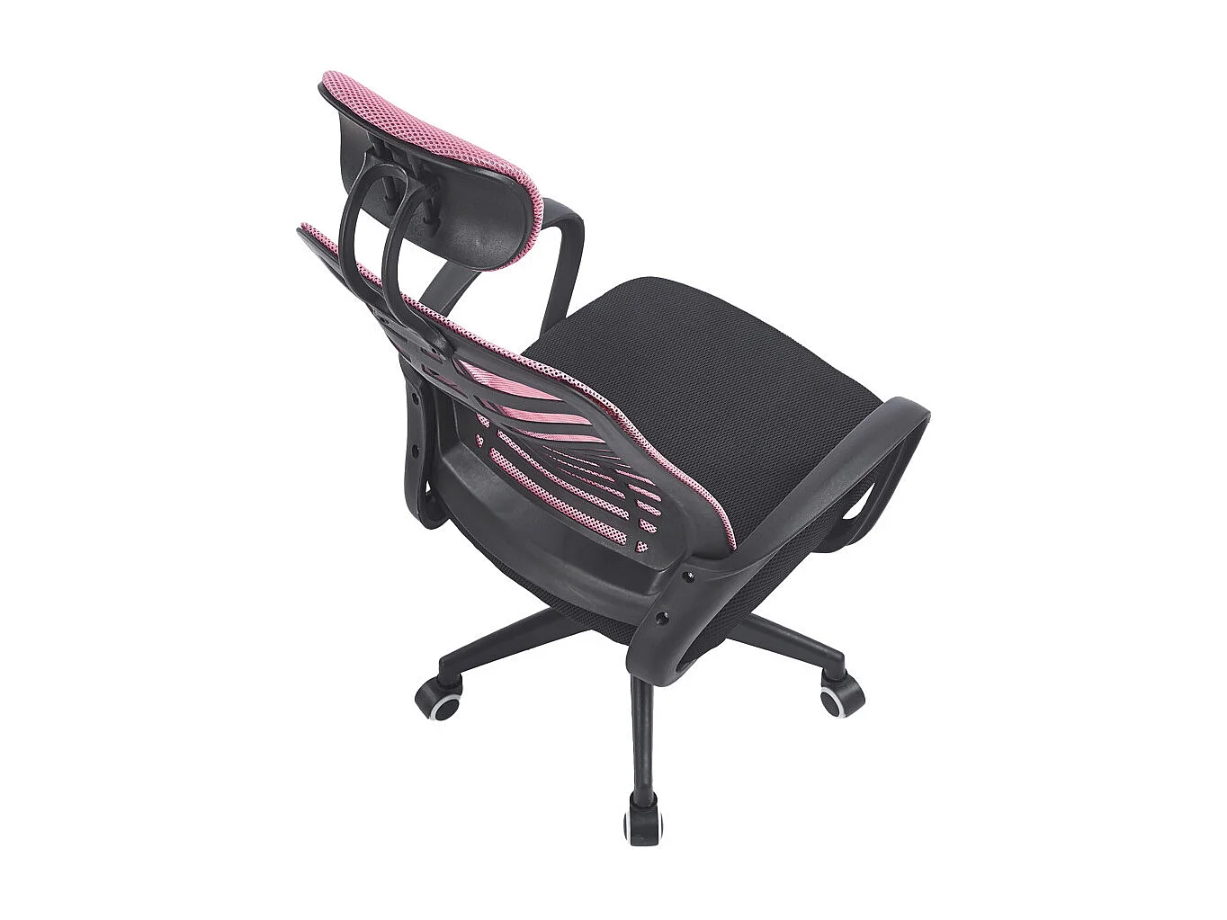 Silla de escritorio de 106-116x59x56 cm con reposacabezas regulable en color rosa Ken