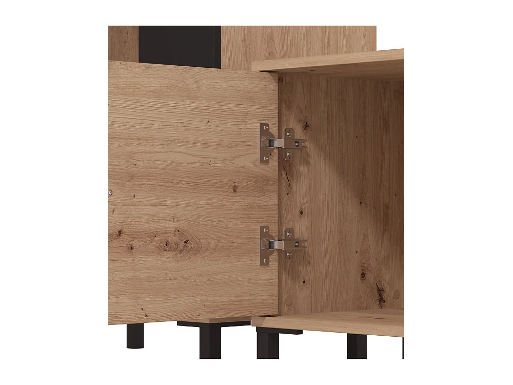 Mueble de salón de 167x263x40 cm en tablero de melamina aglomerado en roble y negro Avion