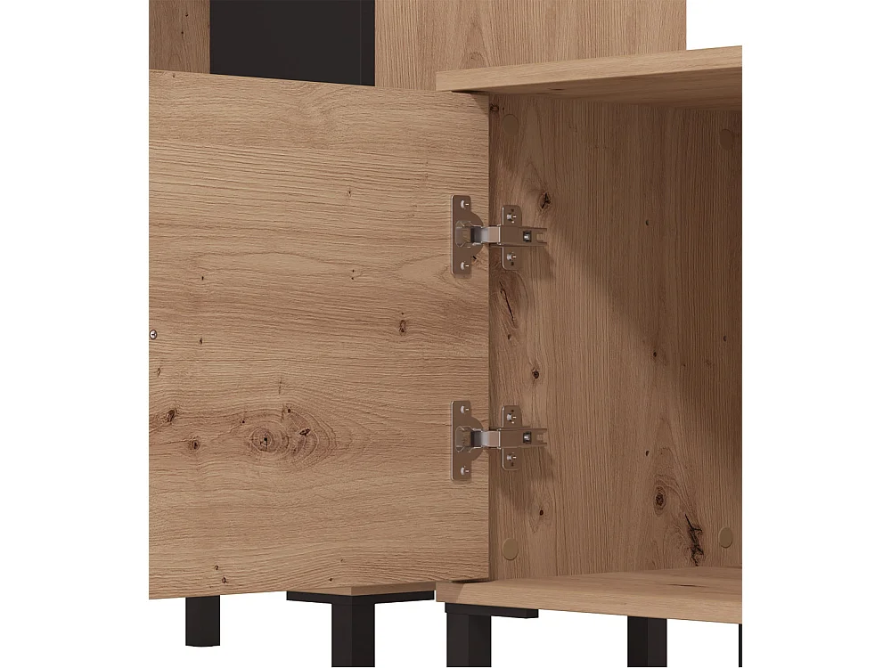 Mueble de salón de 167x263x40 cm en tablero de melamina aglomerado en roble y negro Avion