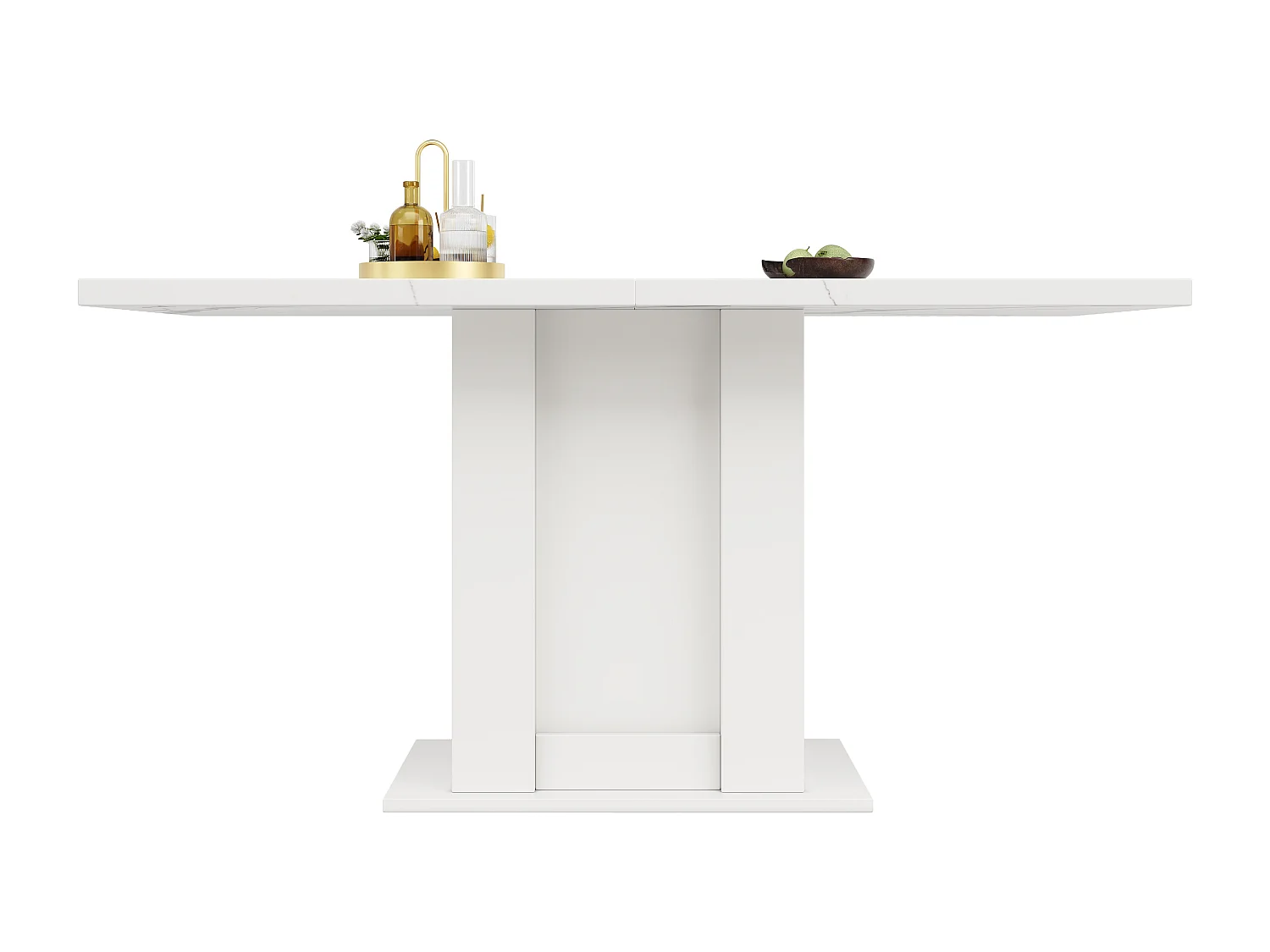 Table à manger 4 a 6 personnes 140x75x75 cm  MDF - pieds de table avec rangement - blanc