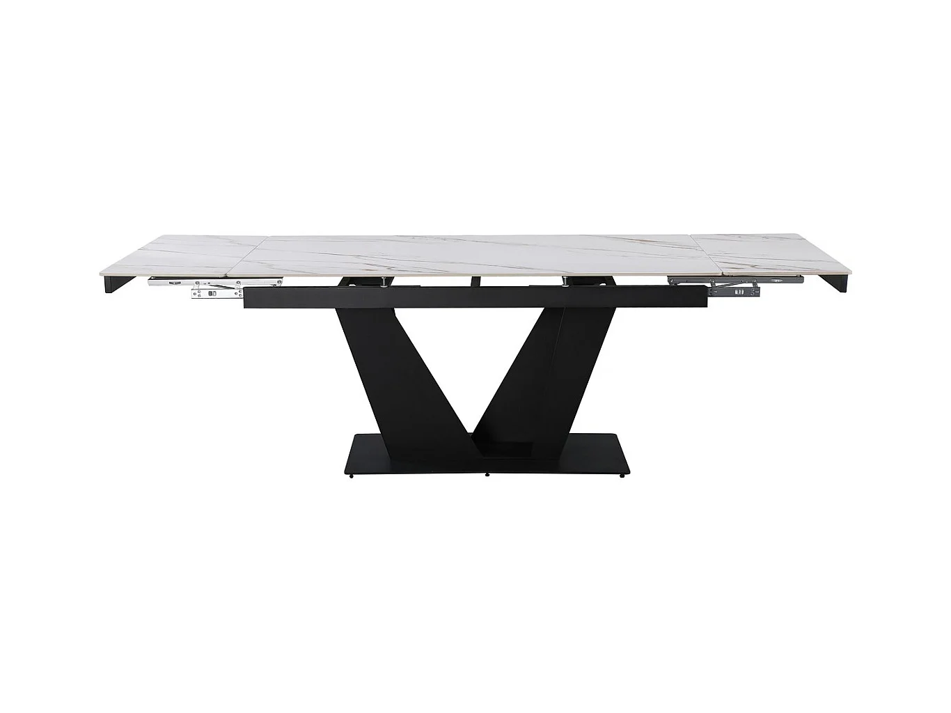 Table à manger extensible en céramique - 160/240 cm - 6 à 10 personnes "Nova" - Blanc marbré gold