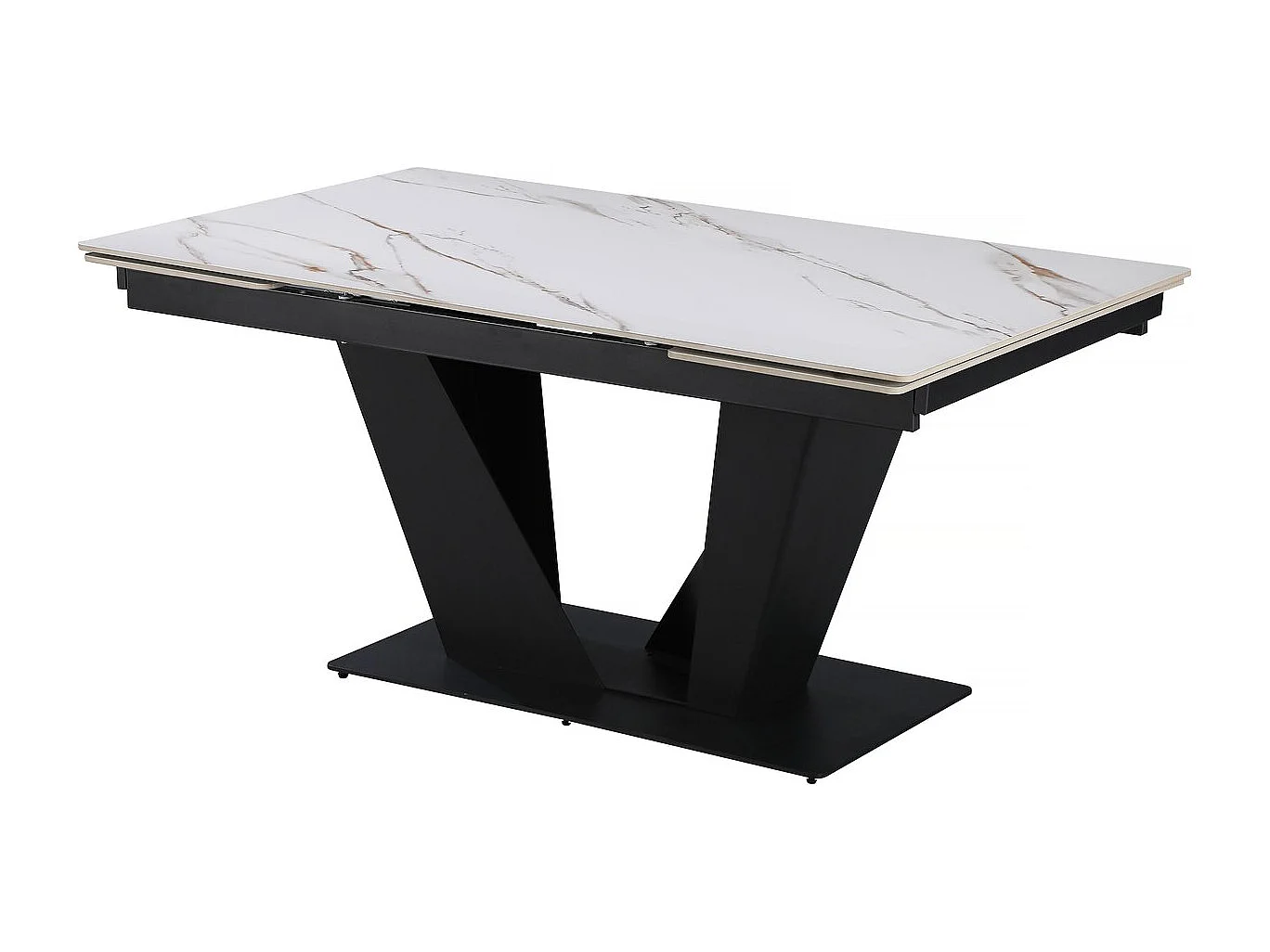 Mesa de comedor extensible de cerámica - 160/240 cm - 6 a 10 personas "Nova" - Blanco jaspeado dorado