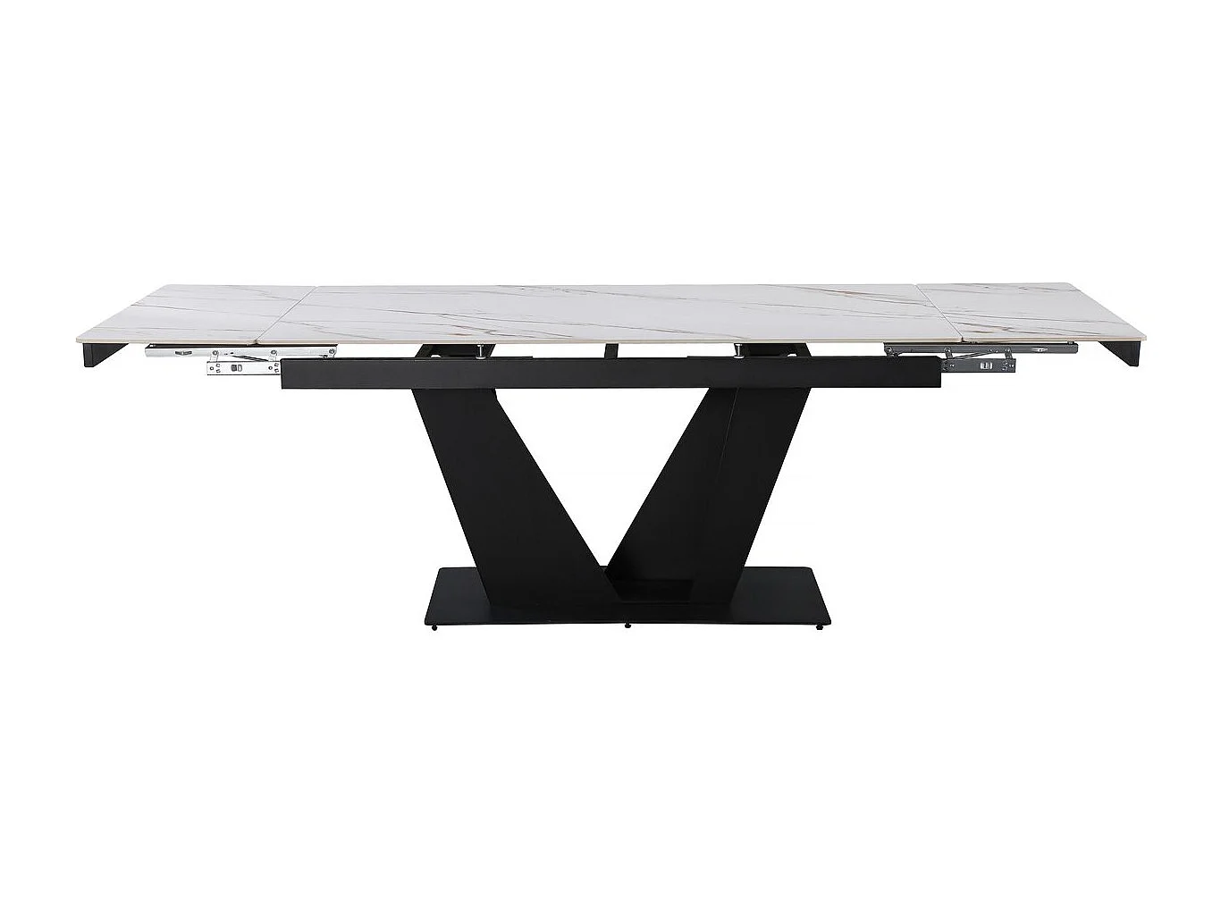 Mesa de comedor extensible de cerámica - 160/240 cm - 6 a 10 personas "Nova" - Blanco jaspeado dorado