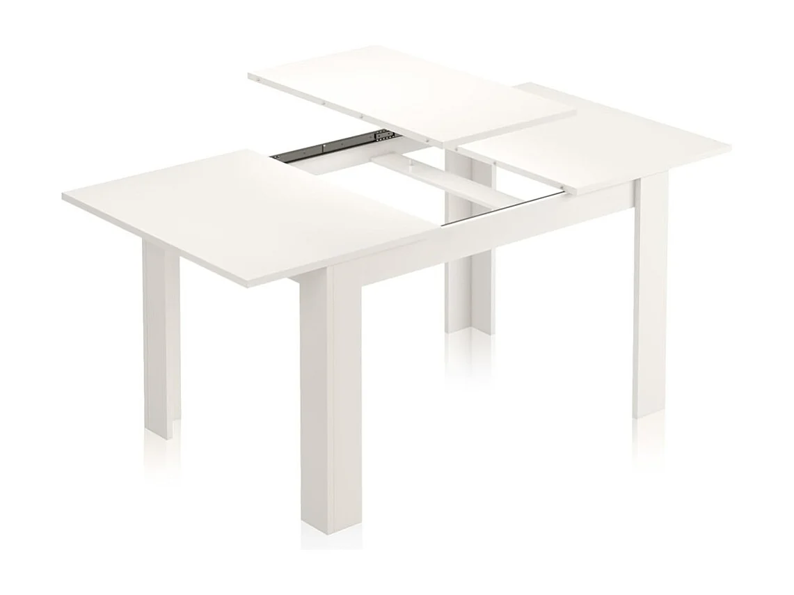 Mesa de comedor extensible de 75x80x140-180 cm con patas en forma de L en color blanco Uki