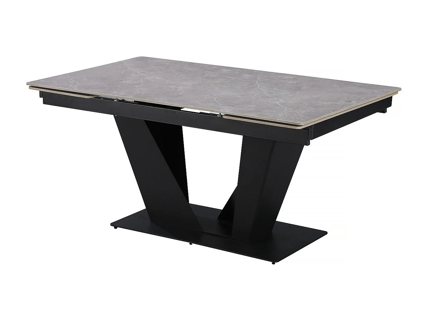 Table à manger extensible en céramique - 160/240 cm - 6 à 10 personnes "Nova" - Gris marbré