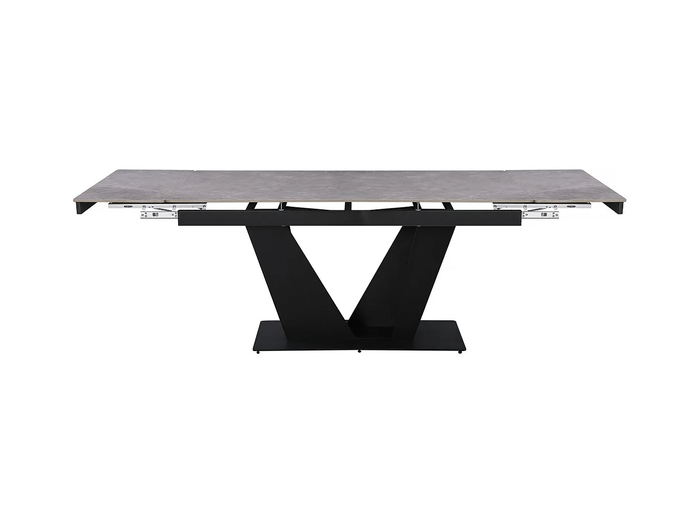 Table à manger extensible en céramique - 160/240 cm - 6 à 10 personnes "Nova" - Gris marbré