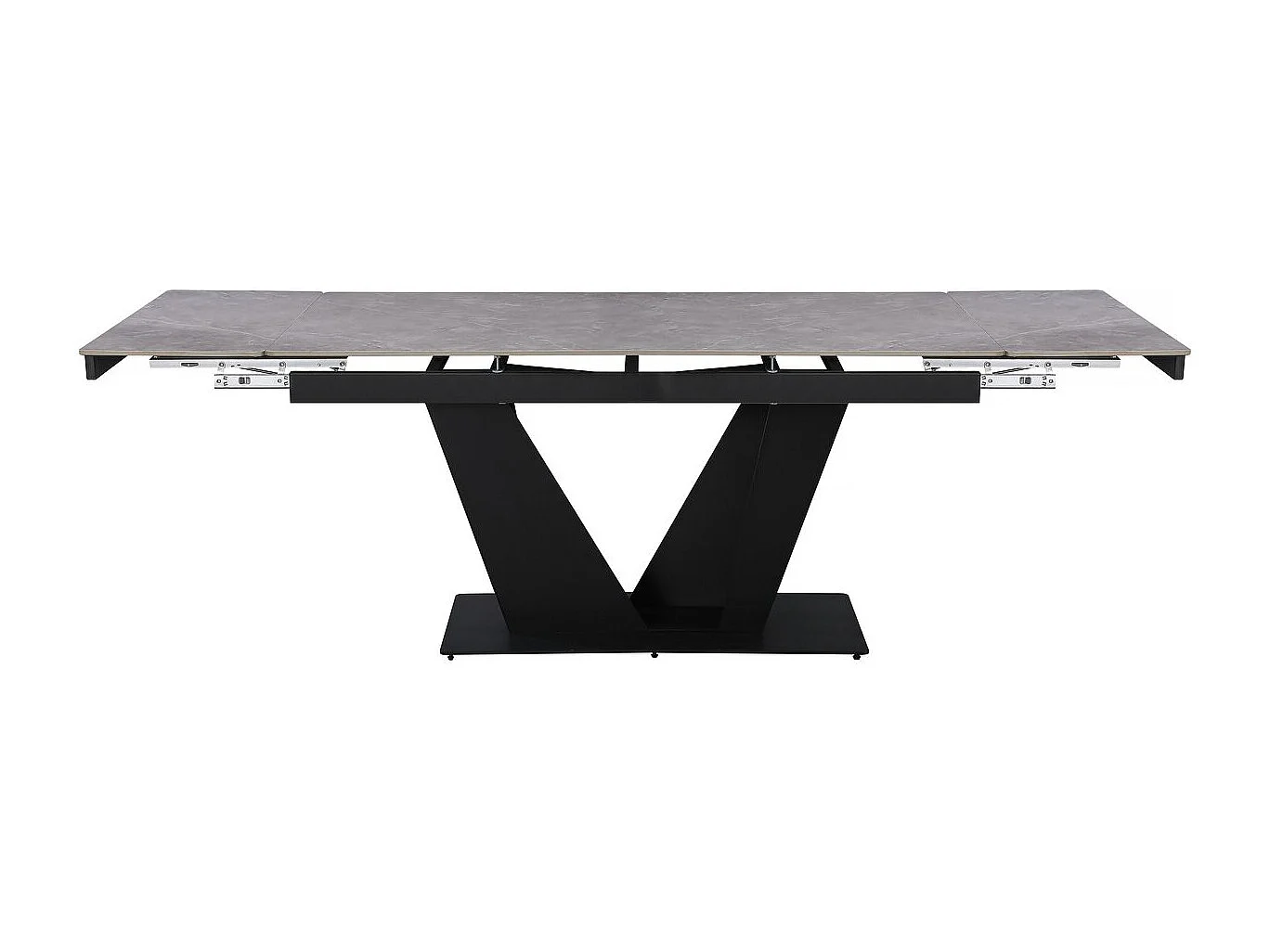 Table à manger extensible en céramique - 160/240 cm - 6 à 10 personnes "Nova" - Gris marbré