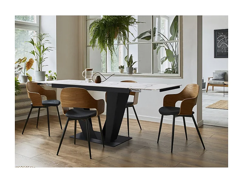 Uitschuifbare keramische eettafel "Nova" - Marmerwit grijs - 160/240 cm - 10 personen