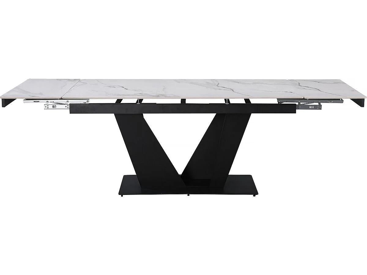 Uitschuifbare Keramische Eettafel "Nova" - 160/240 cm - Grijs Marmer Wit - Geschikt voor 6 tot 10 Personen