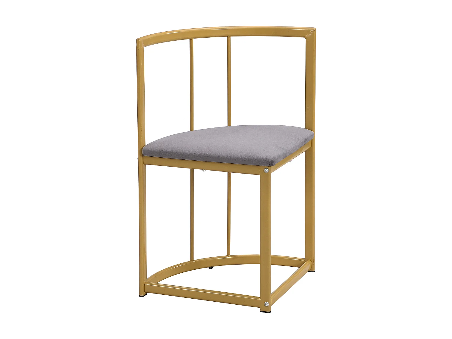Eettafelset (140x80x76 cm) + 6 stoelen met grijze fluwelen rugleuningen - gouden metalen poten