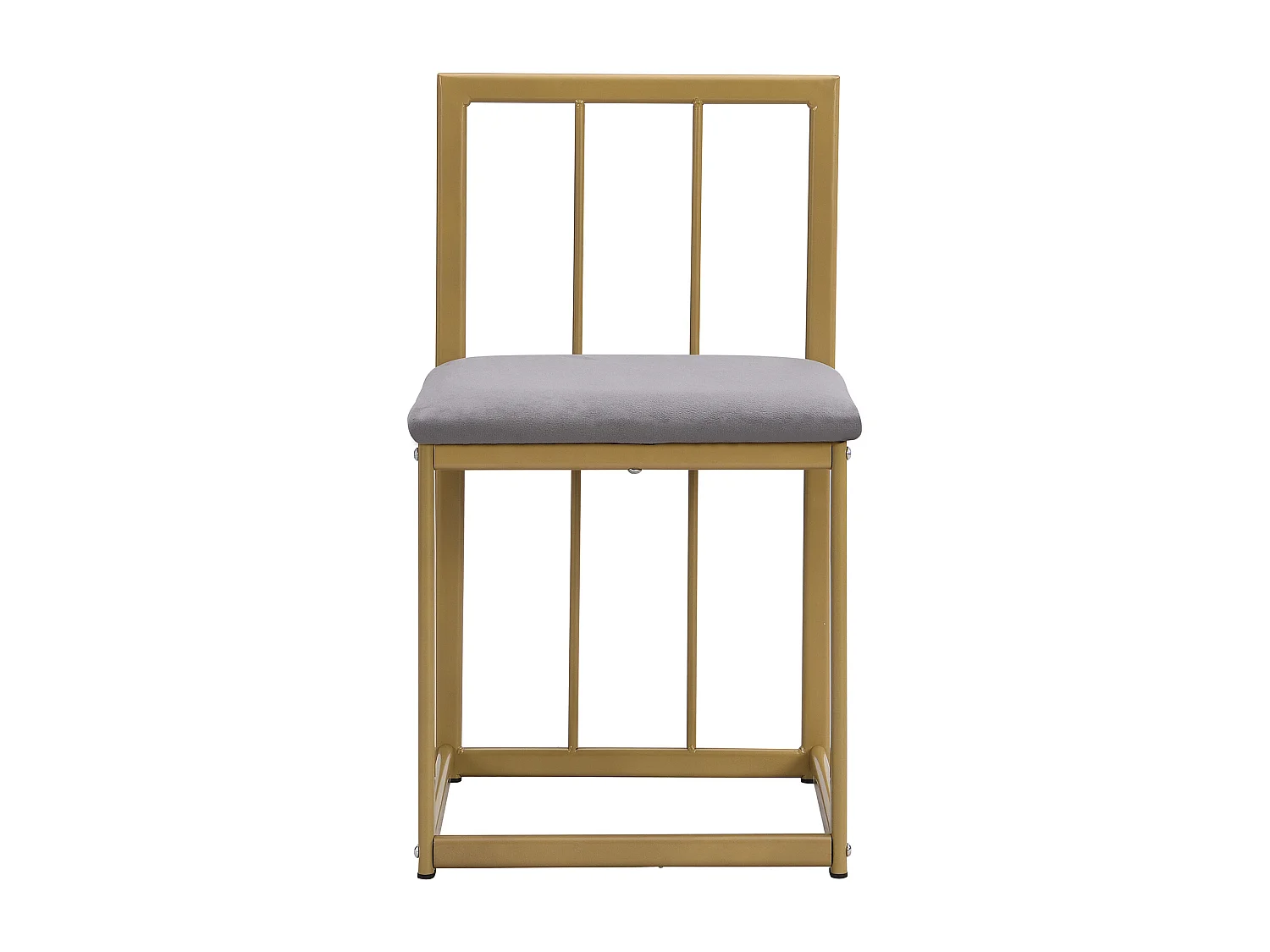 Eettafelset (140x80x76 cm) + 6 stoelen met grijze fluwelen rugleuningen - gouden metalen poten