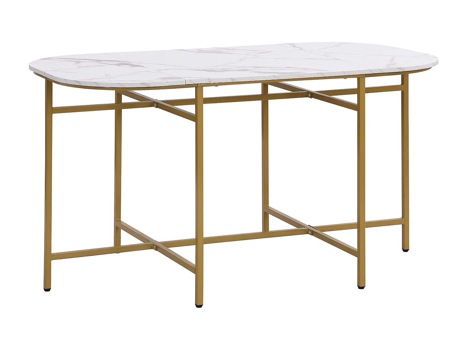 Eettafelset (140x80x76 cm) + 6 stoelen met grijze fluwelen rugleuningen - gouden metalen poten