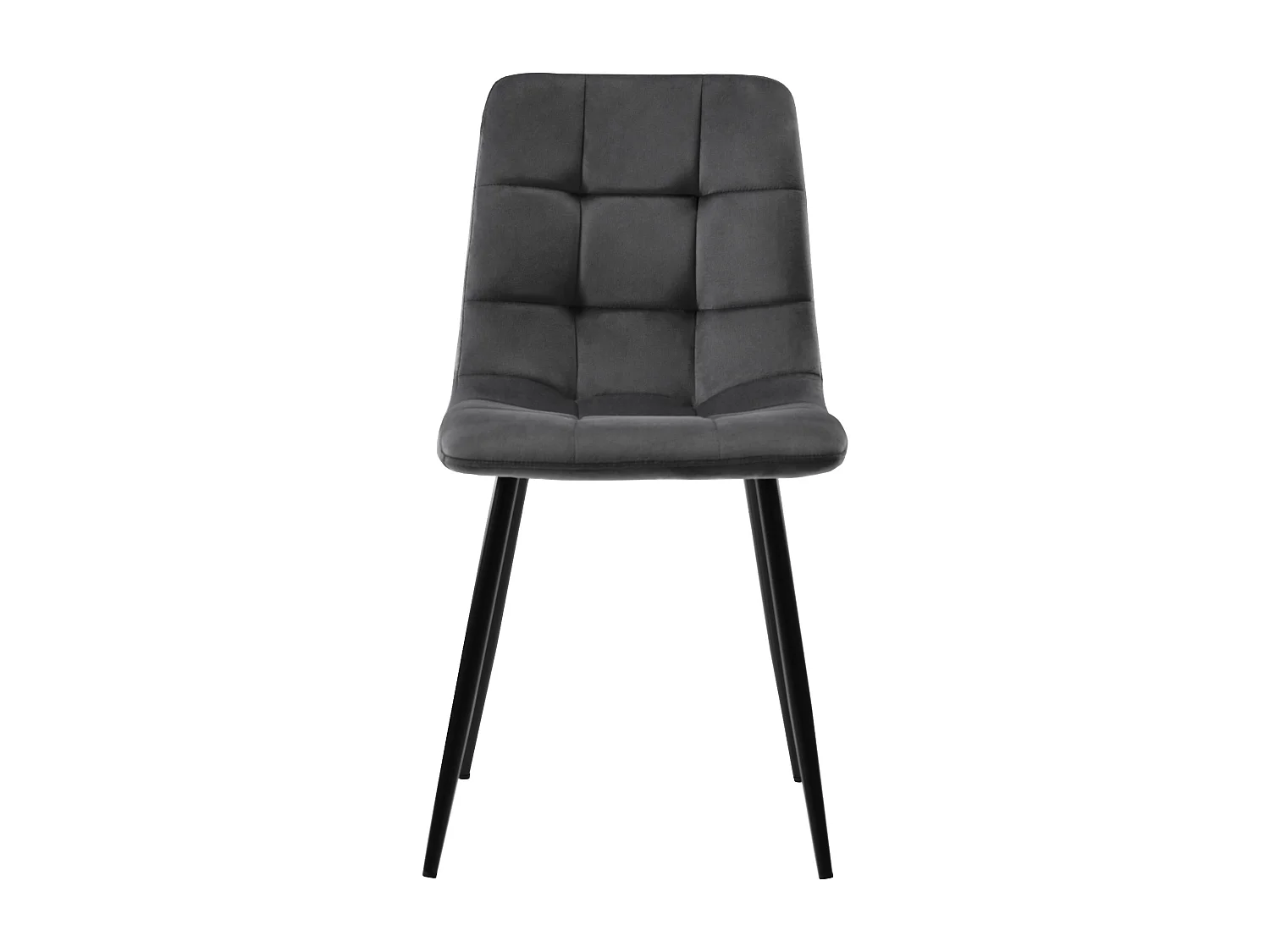 Ensemble table a manger 100x100x76 cm + 4 chaises en velours gris - pieds en métal noir