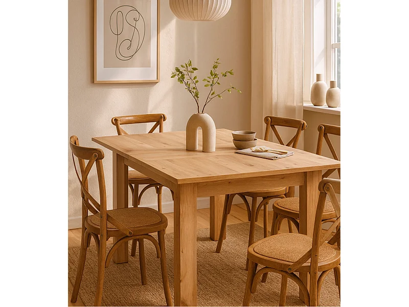 Mesa de comedor extensible de 75x80x140-180 cm con patas en forma de L color cambrian Uki