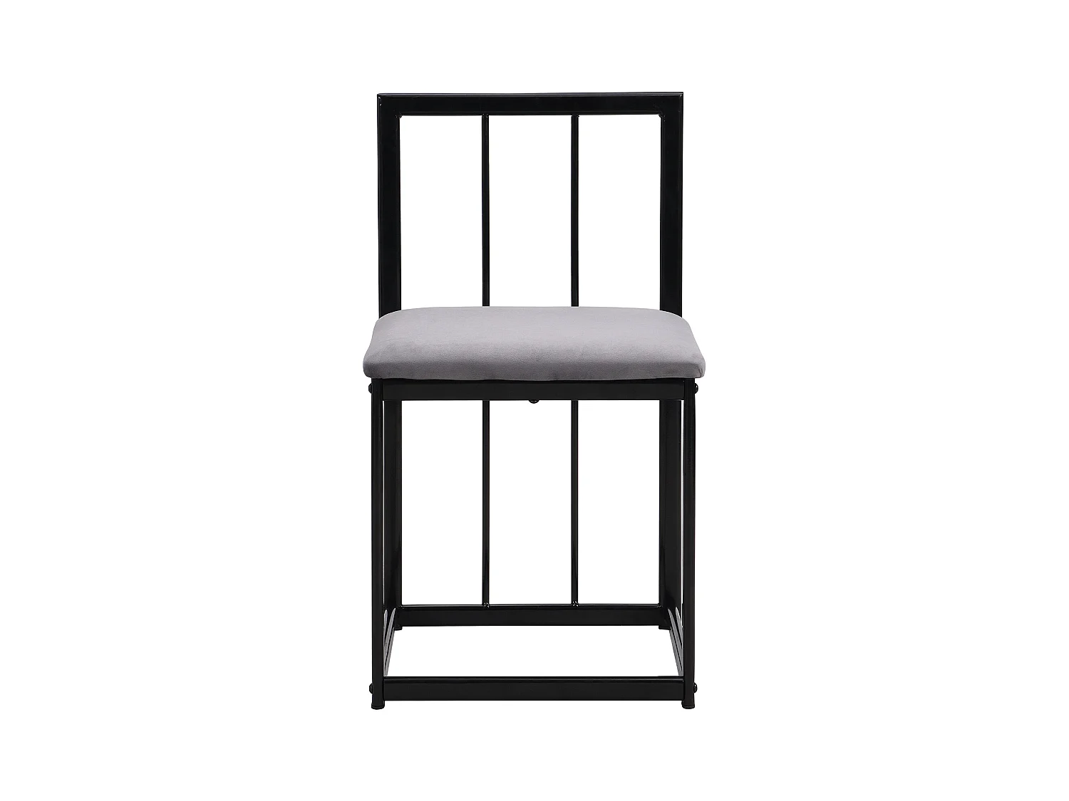 Ensemble table a manger (140x80x76 cm) + 6 chaises avec dossier en velours gris - pieds en métal noir