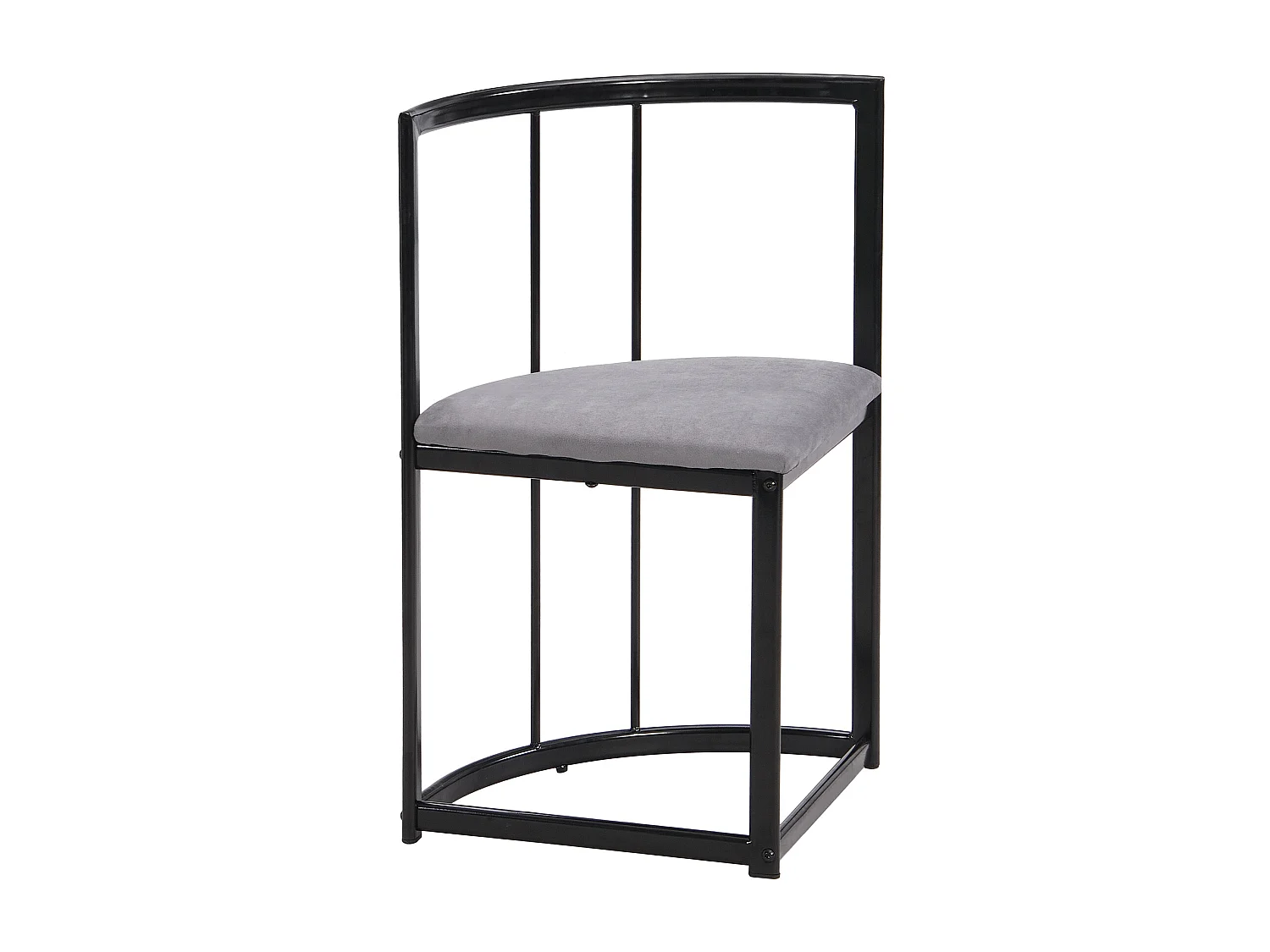 Eettafelset (140x80x76 cm) + 6 stoelen met grijze fluwelen rugleuning - zwarte metalen poten