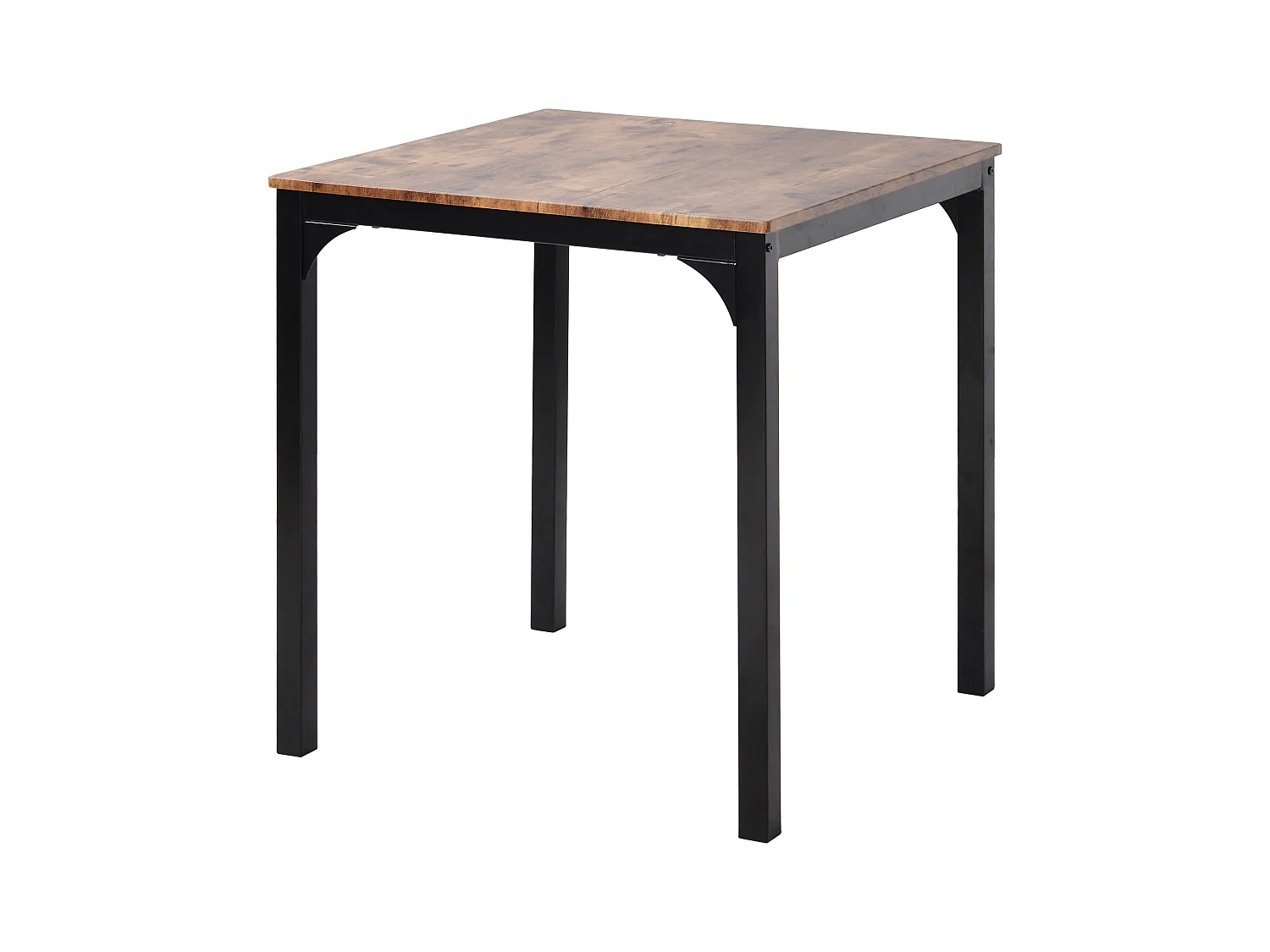 Ensemble table a manger 70x70x75 cm  + 2 chaises en bois marron - pieds en métal noir